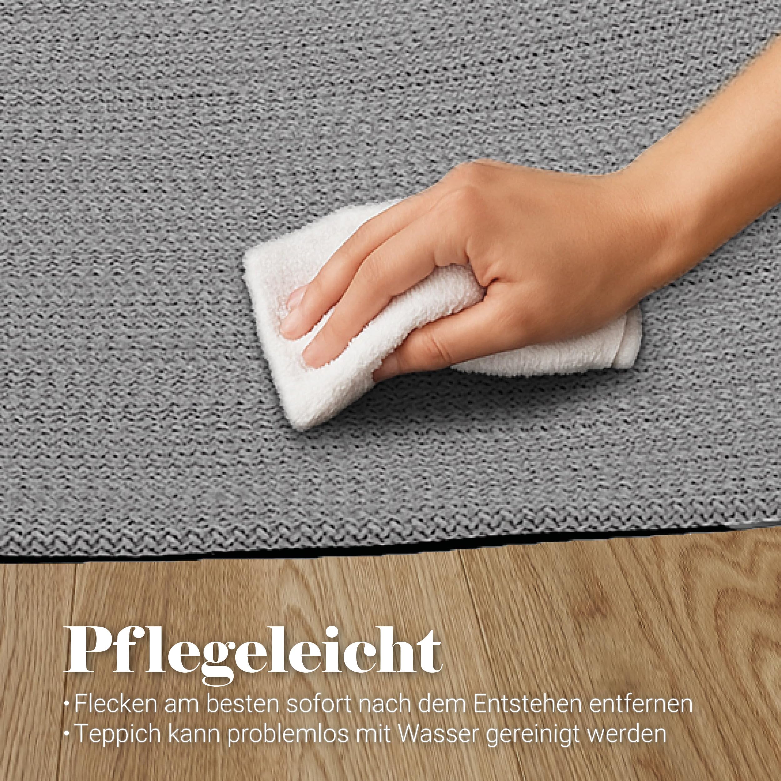 Astra Robuster Outdoorteppich rund - Beidseitig nutzbarer Teppich Innen und Außen - Handgenähter-Teppich Balkon, Terasse, Garten - Grau rund Ø 120 cm