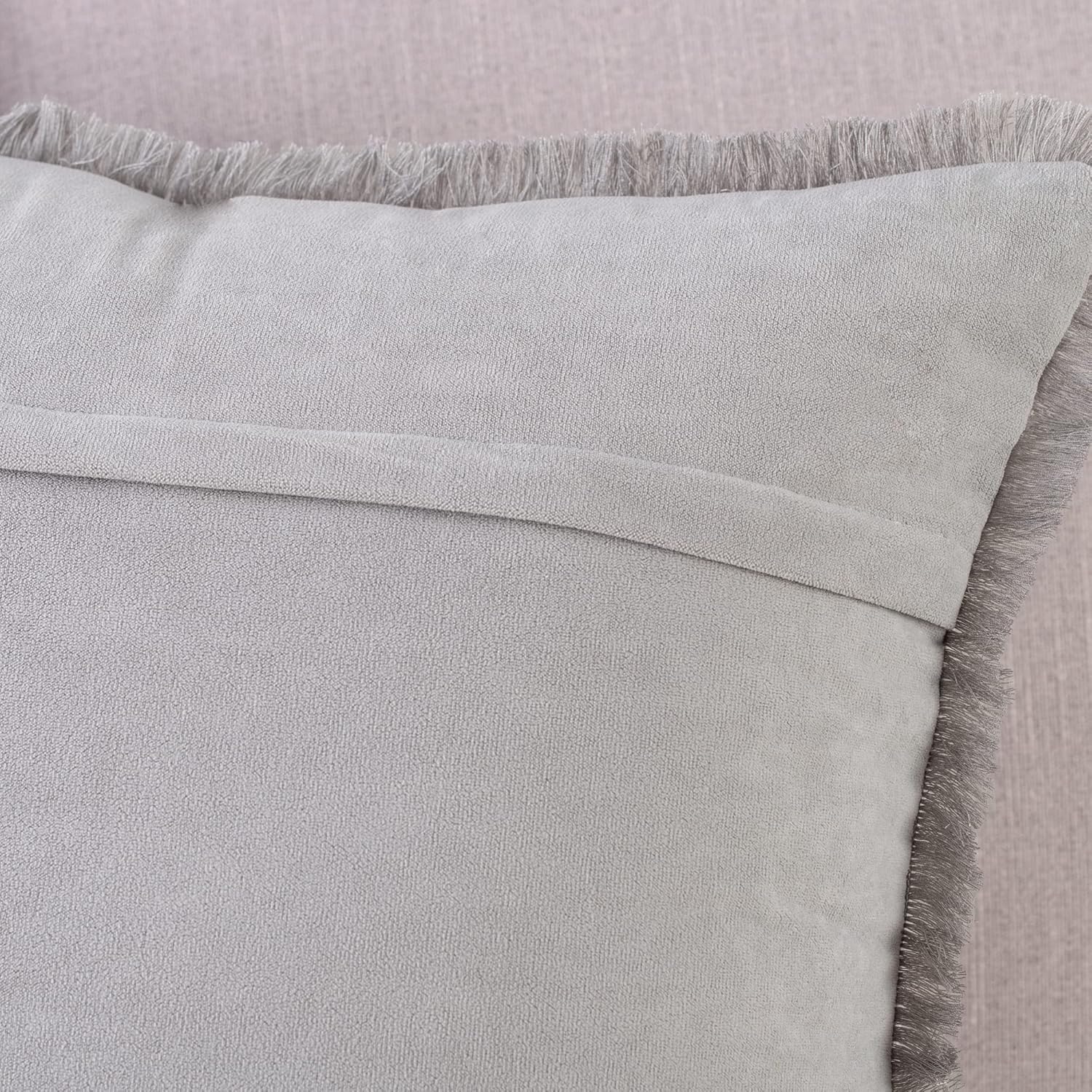 MADIZZ Set of 2 Suede Throw Pillow Covers with Fringe Tassels 20x20 Inch Light Grey Soft Decorative Cushion Cover for Sofa Bedroom Pillow Shell Light Grey 20" x 20" (Pack of 2)
