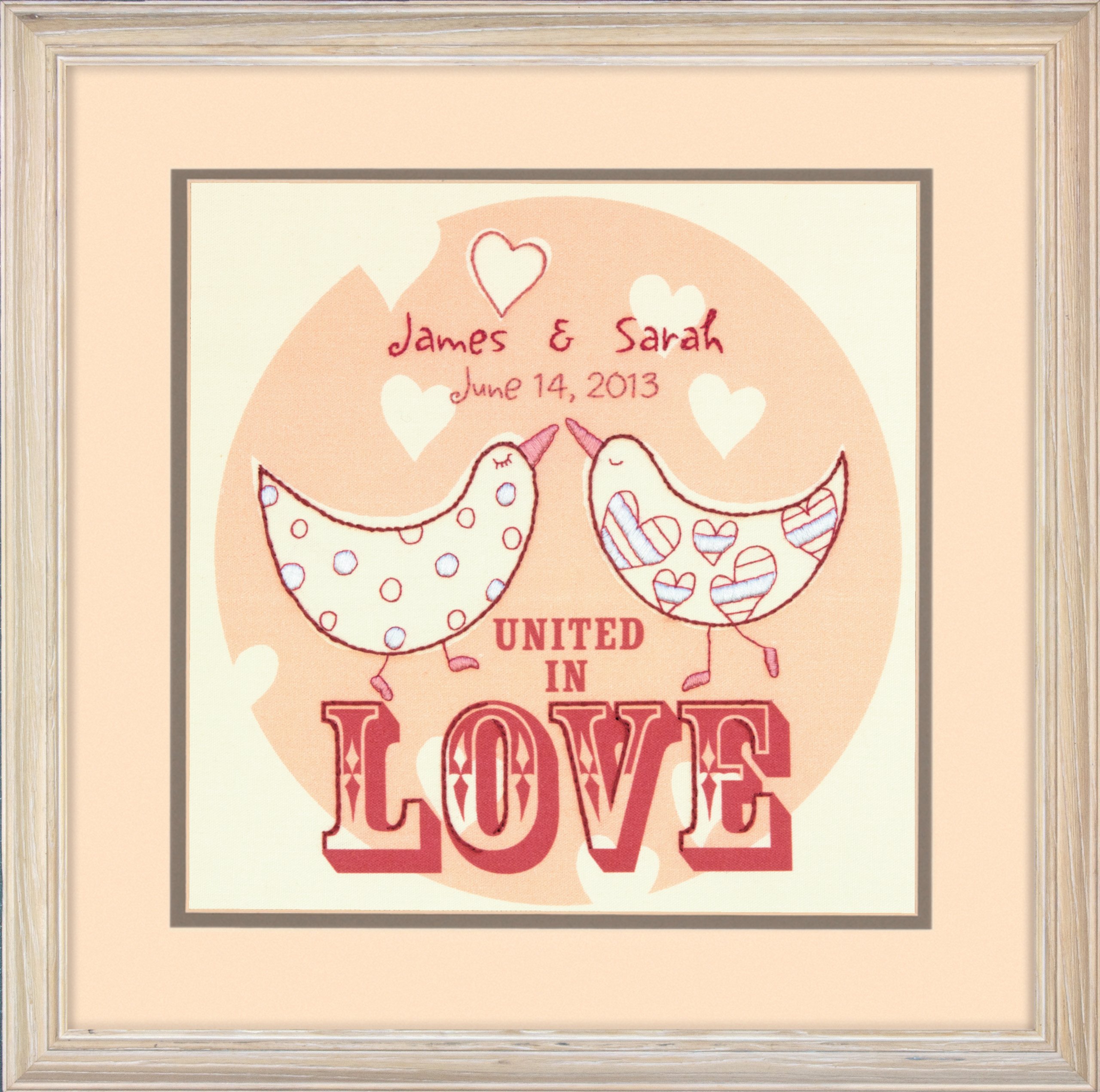 Kit broderie Crewel oiseaux d'amour mariage, le cadeau fait main idéal pour les mariés