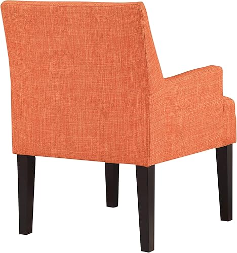 Miniatura 5 de OSP Home Furnishings Main Street - Silla tapizada para invitados con detalles de acabado espresso, tela naranja mandarina