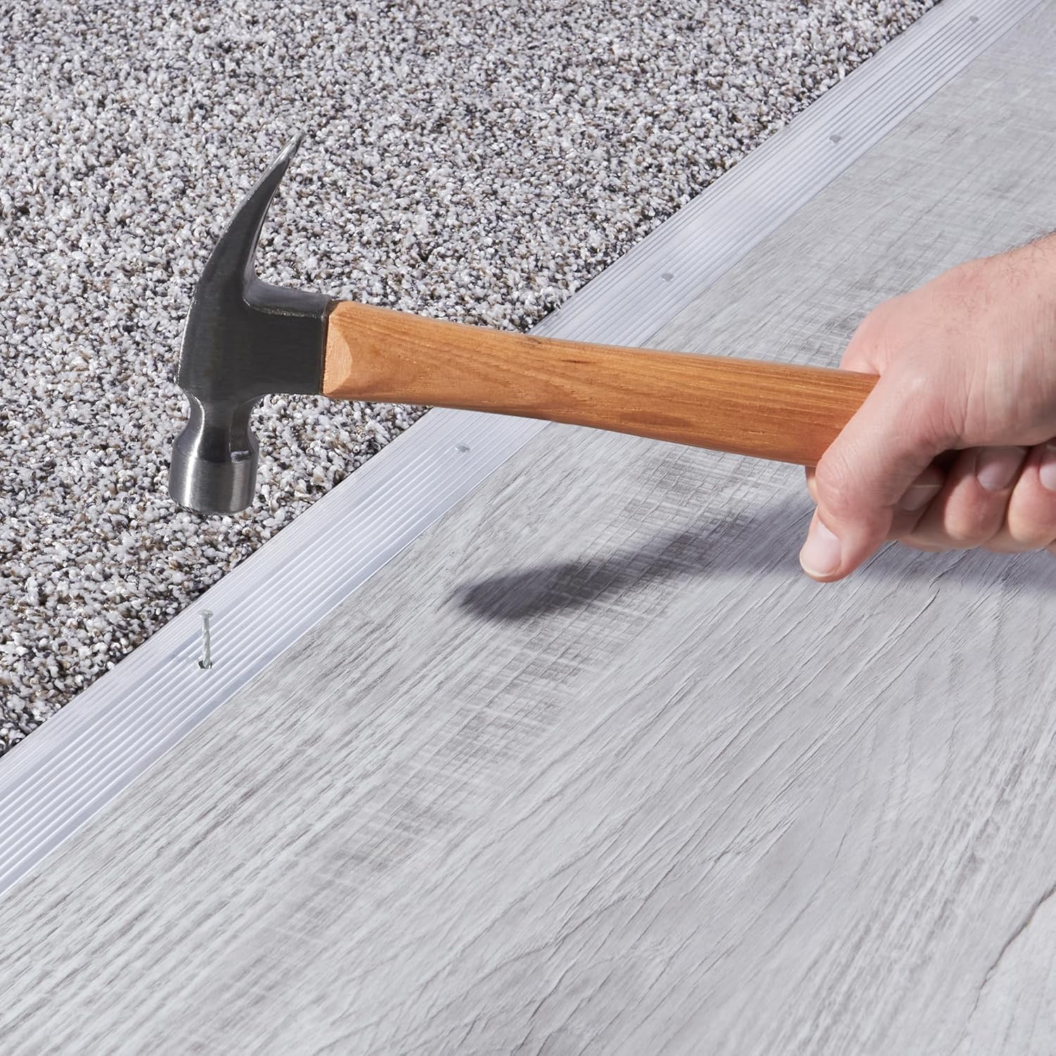 M-D Building Products 78154 1-3/8 in. X 72 in. Silver Aluminum Carpet Trim w/Screw Nails