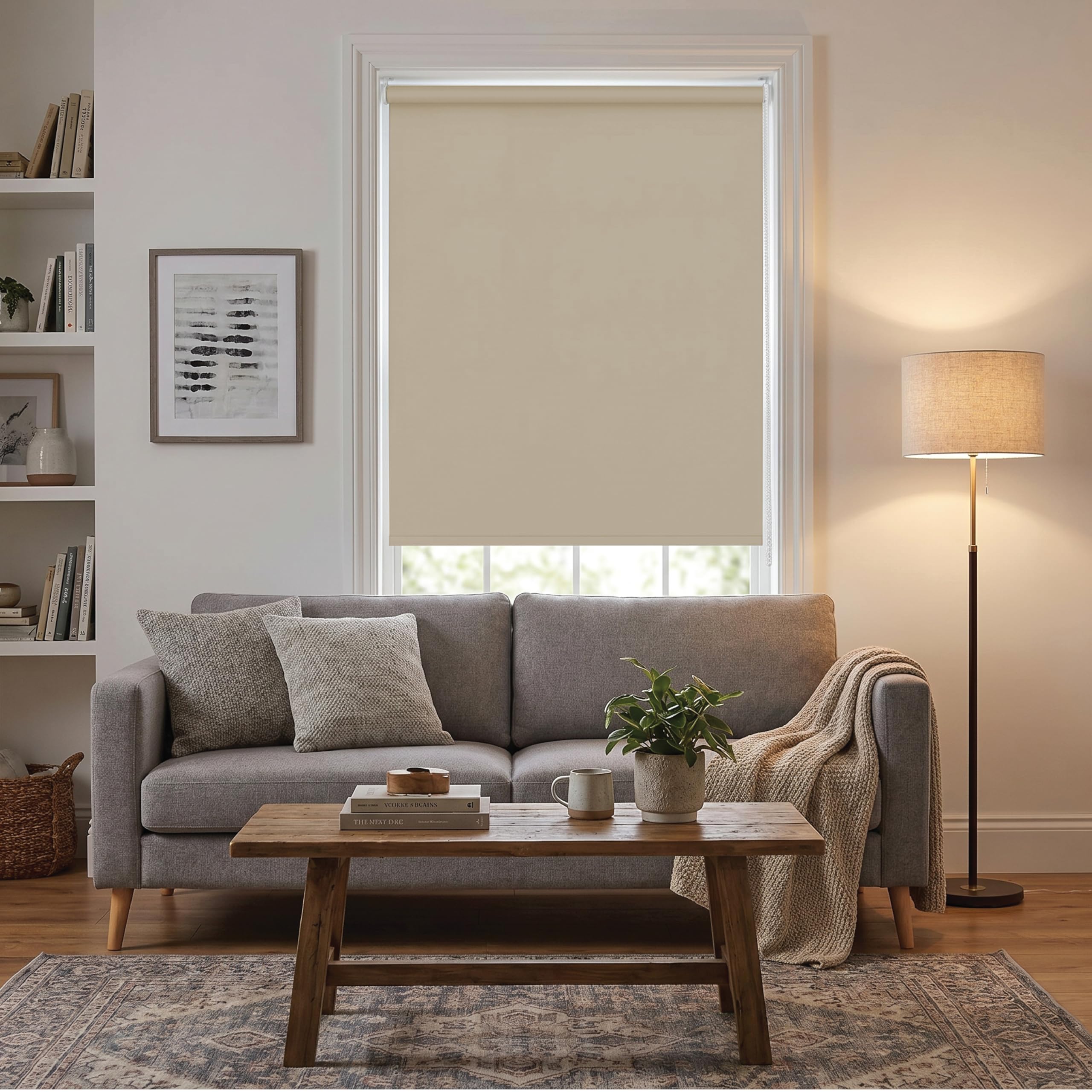 J.Din Thermal Insulated Blackout Roller Blind Cappuccino, W 95cm x L 165cm