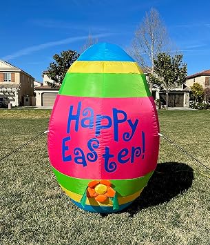 4 Foot Tall Inflatable Colorful Easter Egg with Flower