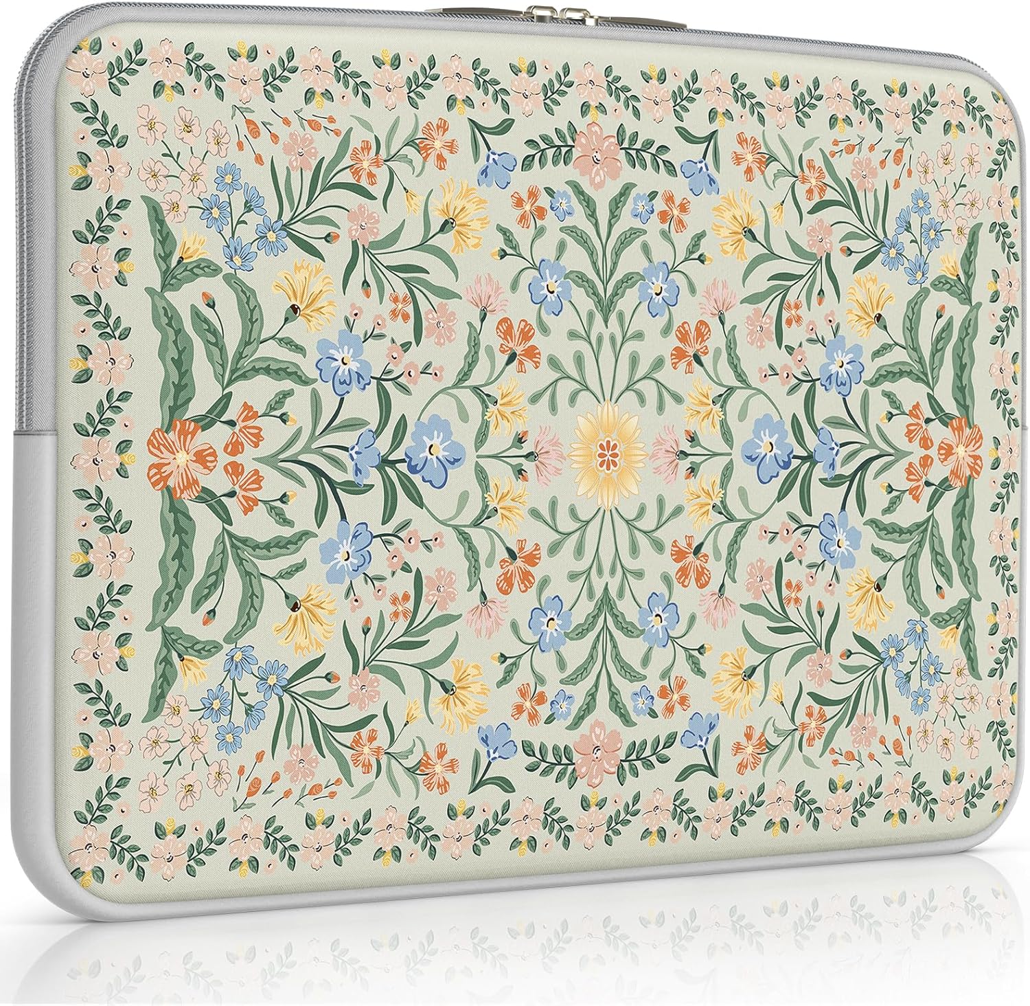 iCasso Laptop Sleeve 13 inch for MacBook Air 13-13.6 inch, Vintage Laptop case for MacBook Pro 13 inch, Slim Protective Travel Carrying Case for MacBook Pro 14 inch, Chromebook, HP, Green Boho Floral