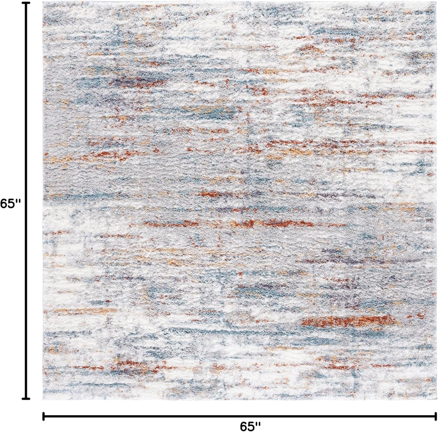 SAFAVIEH Berber Shag Collection Accent Rug - 4' Square, Blue Rust & Ivory, Abstract Design, Non-Shedding & Easy Care, 1.2-inch Thick, Ideal for The Living Room, Bedroom, Dining Room (BER577A-4SQ)