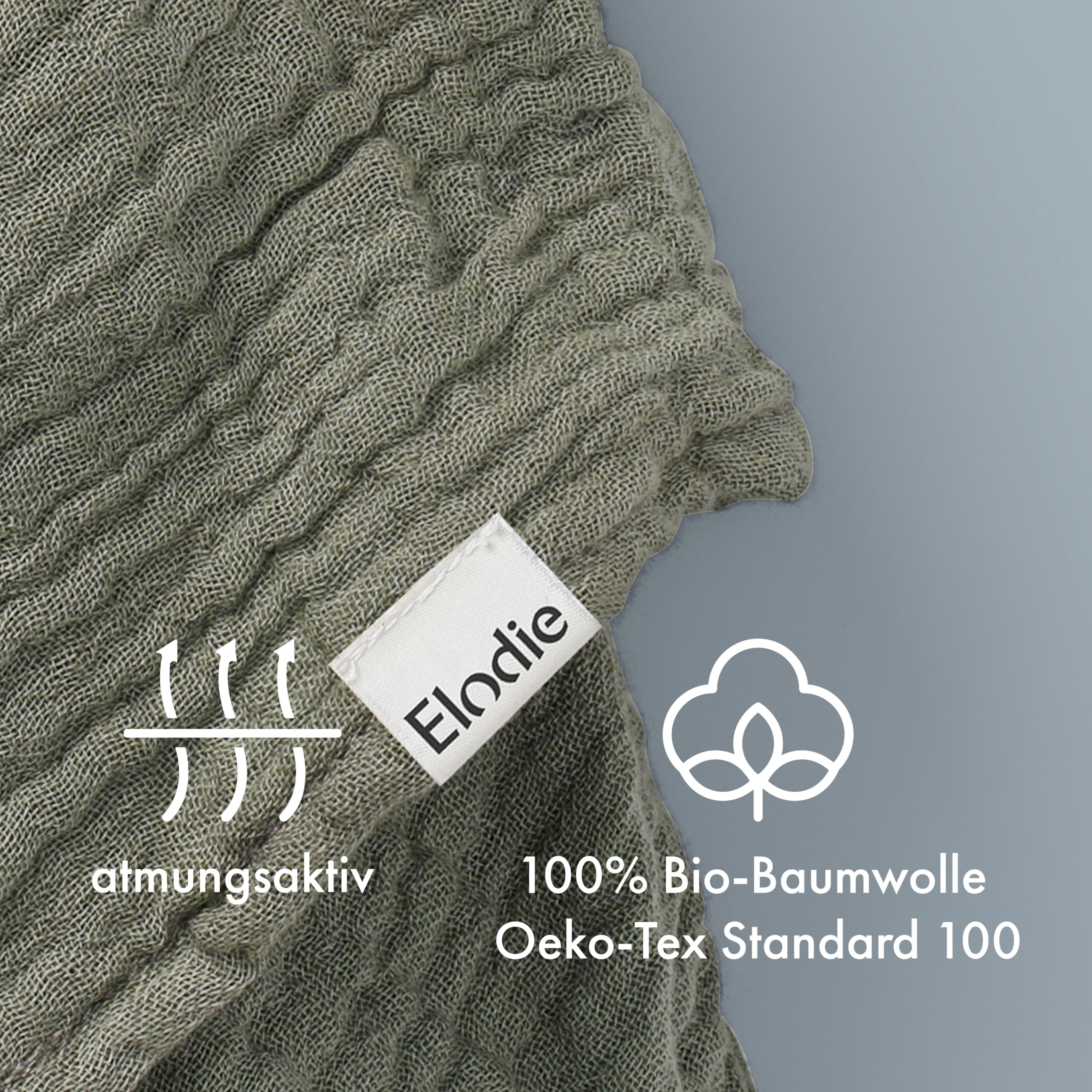 Elodie Details Schnuffeltuch, Schmusedecke, Baby Blinkie Schmusetuch aus 100% Öko-Tex & Bio-Baumwolle - Extraweicher & Waschbar - Kuscheltuch Schlaftier für Babys & Kleinkinder - Hazy Jade