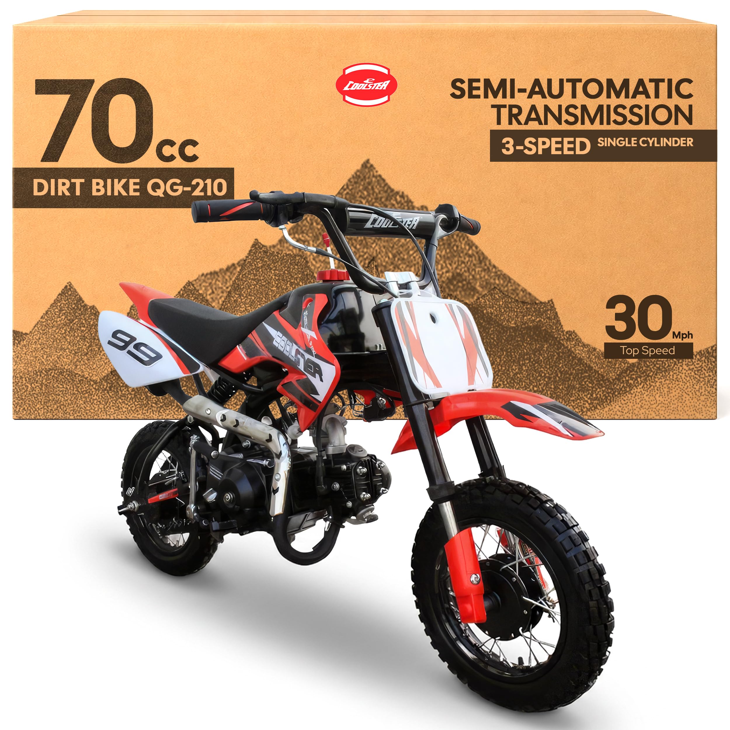 Amazon.com: Coolster 70cc Dirt Bike Red, Gas Powered Off-Road
