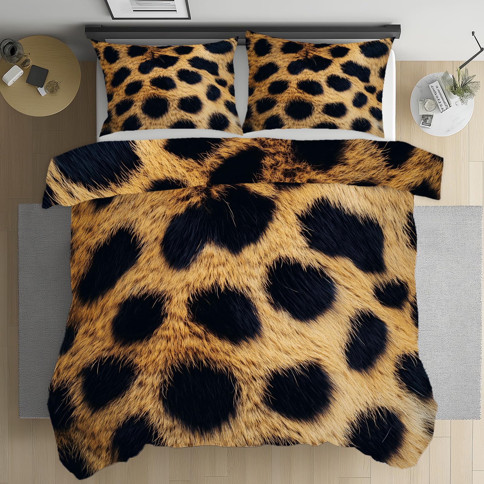 Linge de lit léopard 220x240 en microfibre infroissable avec fermeture éclair pratique