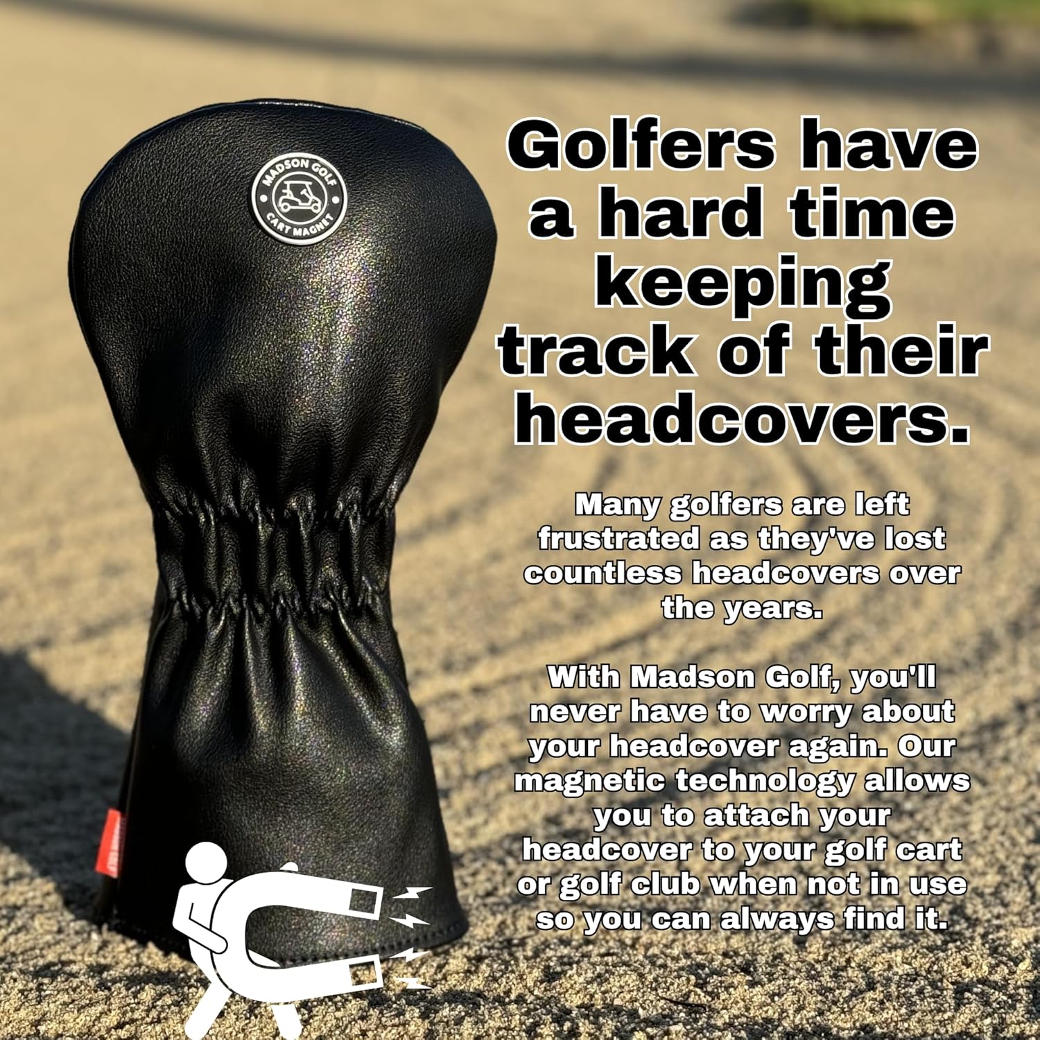 Funny Happy Smile Emoji Driver Headcovers - Smiley Face Club Covers for Golf Clubs, with Rubber Magnet for Secure Positioning and Quick Access, Magnetic Golf Accessories, Madson Golf