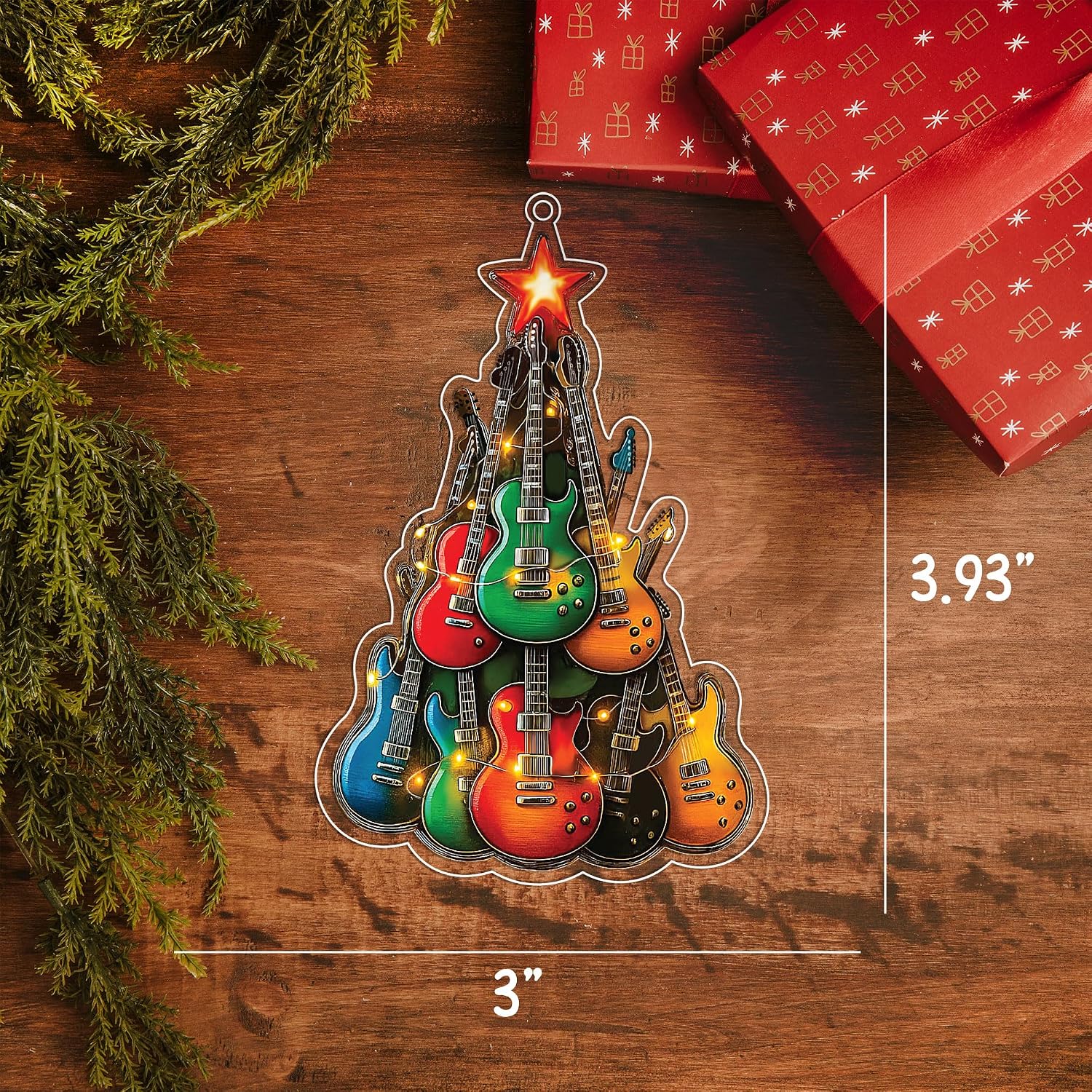 Electric Guitar Ornament, 2 Side Printed Acrylic Ornament, Musical Instrument Ornaments, Electric Guitar Ornaments for Christmas Tree, Guitar Gifts, Gift for Music Lovers, Gifts for Musicians image 3