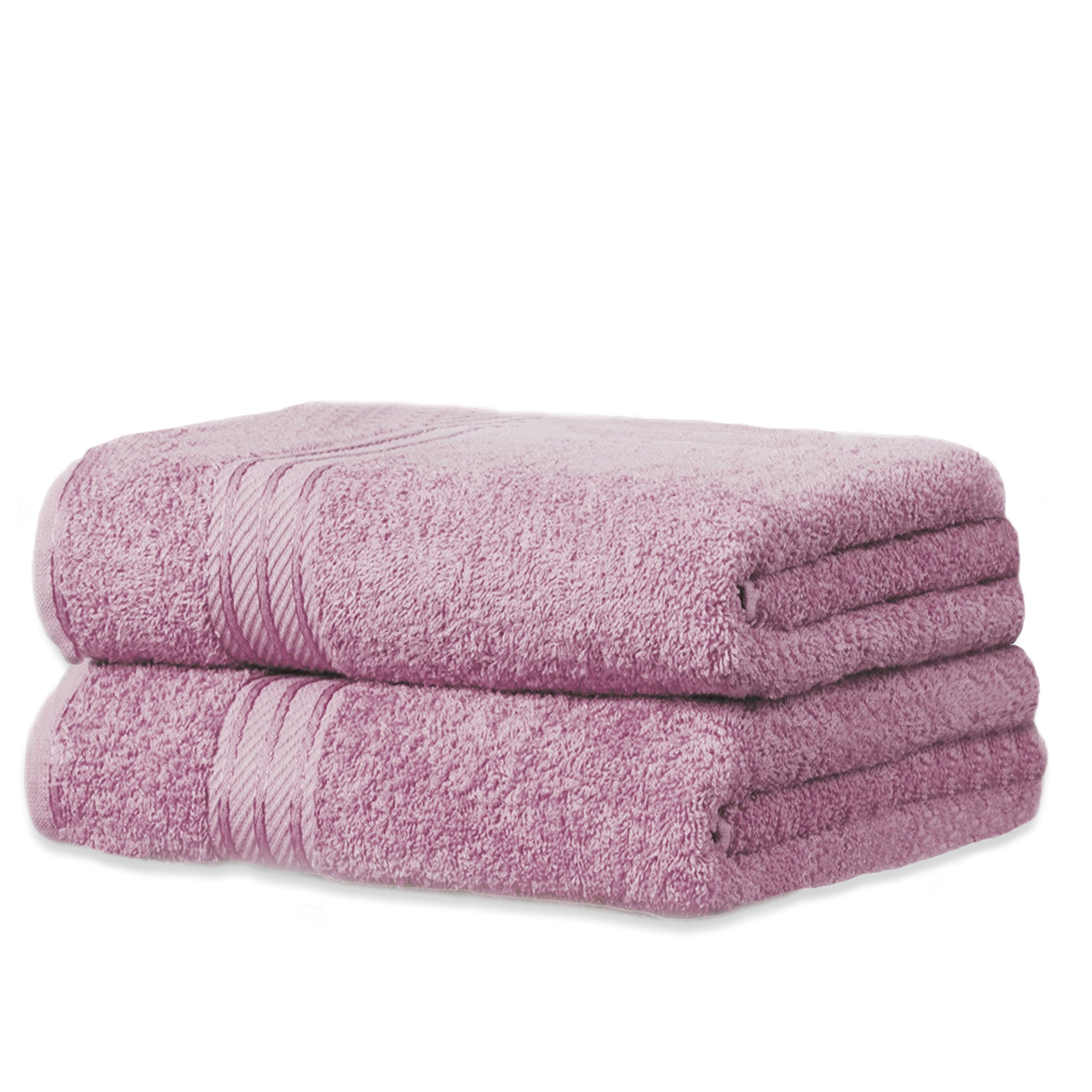 Bentley Priory Linens 2 PACK Supreme BATH Towels for Bathroom 500GSM Super Soft Egyptian Cotton Pack of 2 Absorbent and Quick Dry bathroom Towels Set 70 x 125cm (PURPLE)