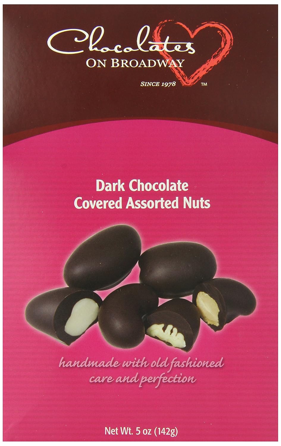 Chocolates on Broadway Dark Chocolate Covered Assorted Nuts, 5 Ounce Boxes (Pack of