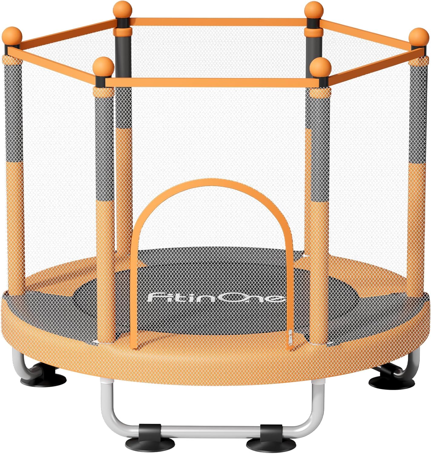 Trampoline for Kids, 5 FT Indoor & Outdoor Toddler Trampoline with Safety Enclosure Net, Birthday Gifts for Kids, Gifts for Boy and Girl, Age 3-8 Orange-Black