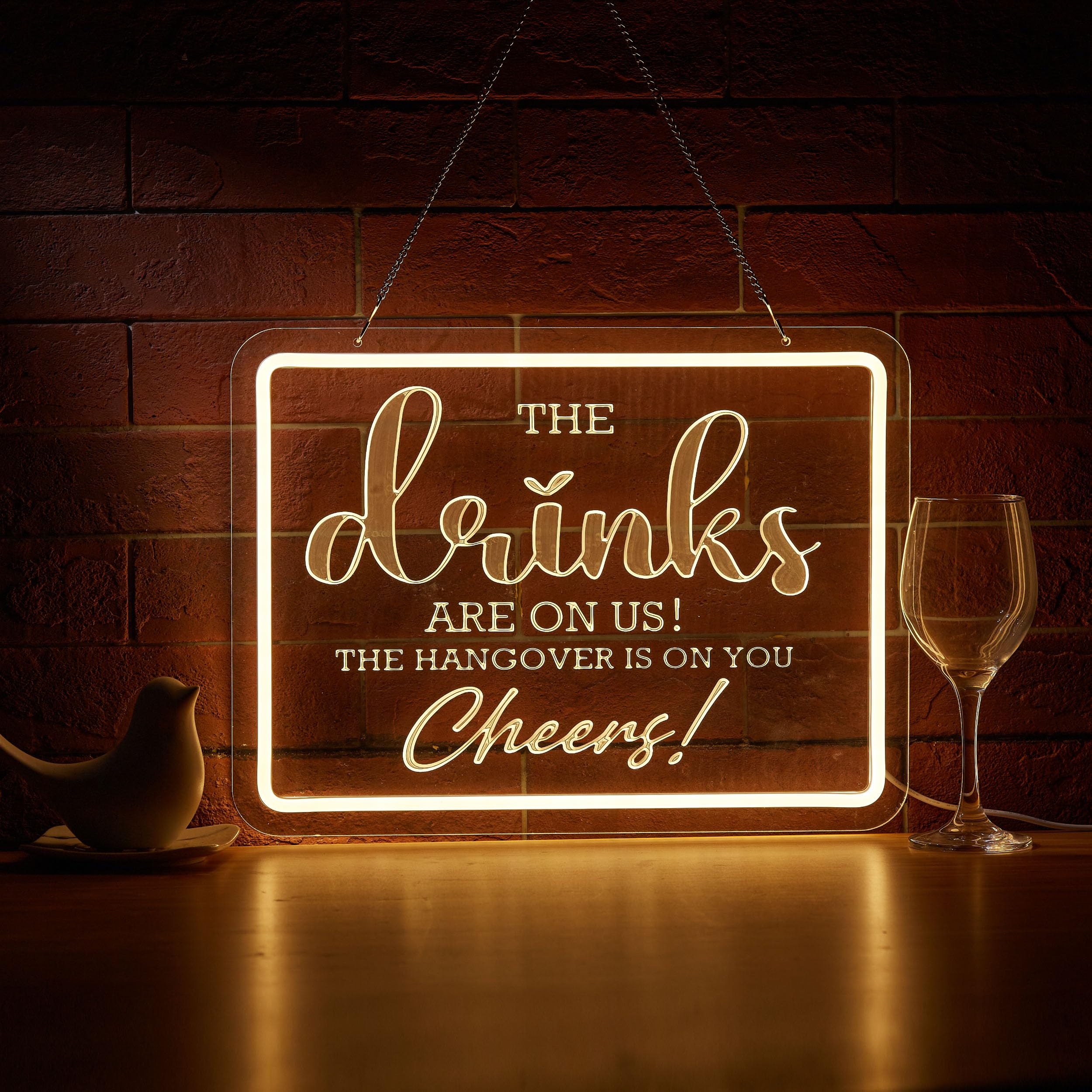 The Drinks Are On Us LED Neon Sign The HanGover Is On You Cheers Neon Light Gifts For Wedding Party Bars Pubs Neon Signs Decorations