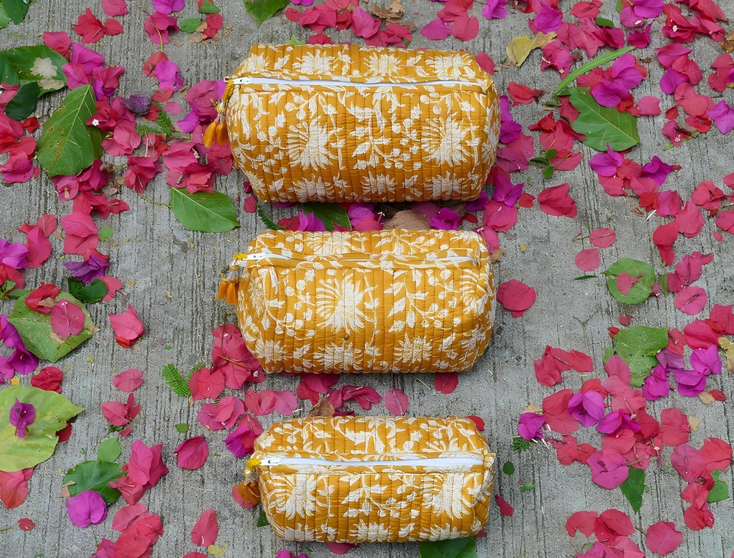 INDACORIFY 100% Cotton Block Print Cosmetic Toiletry Bags Boho Beauty Toiletry Kits Travel Case Pouch for Women's Printed Cotton Tote Bag (Pattern- 24) - Image 3