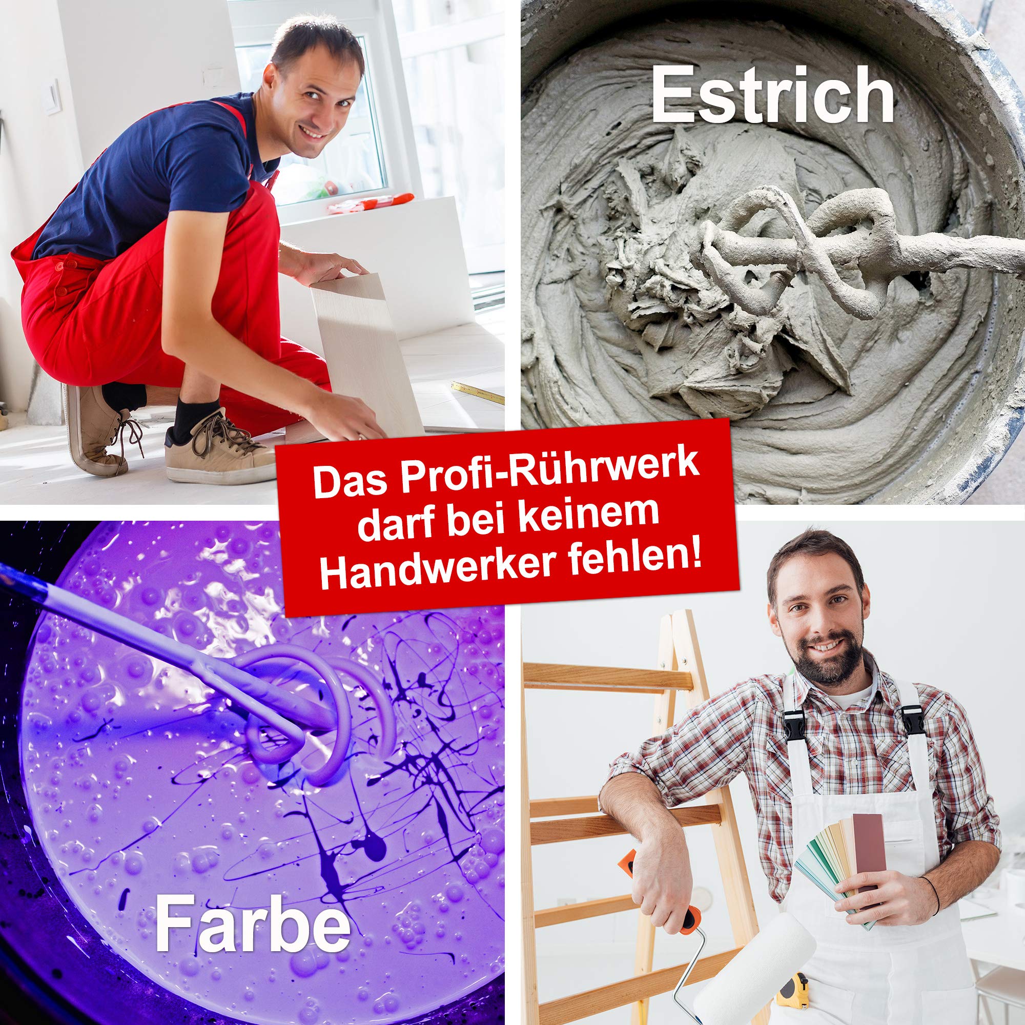 Hecht komfortables Rührwerk mit starken 1800 Watt – robustes 2-Gang-Metallgetriebe - Ideales Rührwerk - Mit großem Rührquirl und ergonomischem Griff - Rührwerk