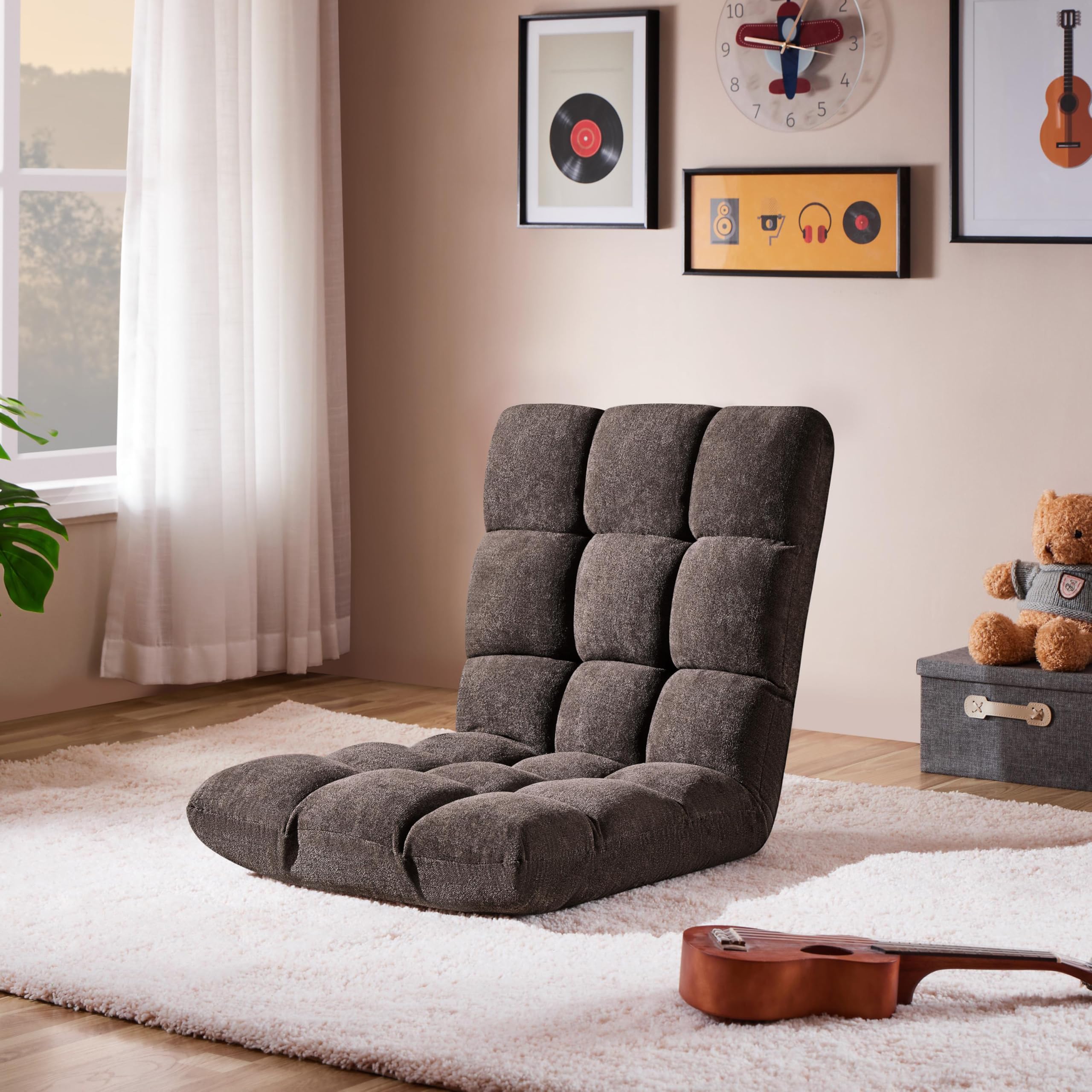 Yaheetech Bodenstuhl Faltbar, Lazy Sofa, Relaxsessel klappbar, Meditationsstuhl, Bodensessel mit Verstellbarer Lehne, Lesesessel für Zuhause oder Büro Braun