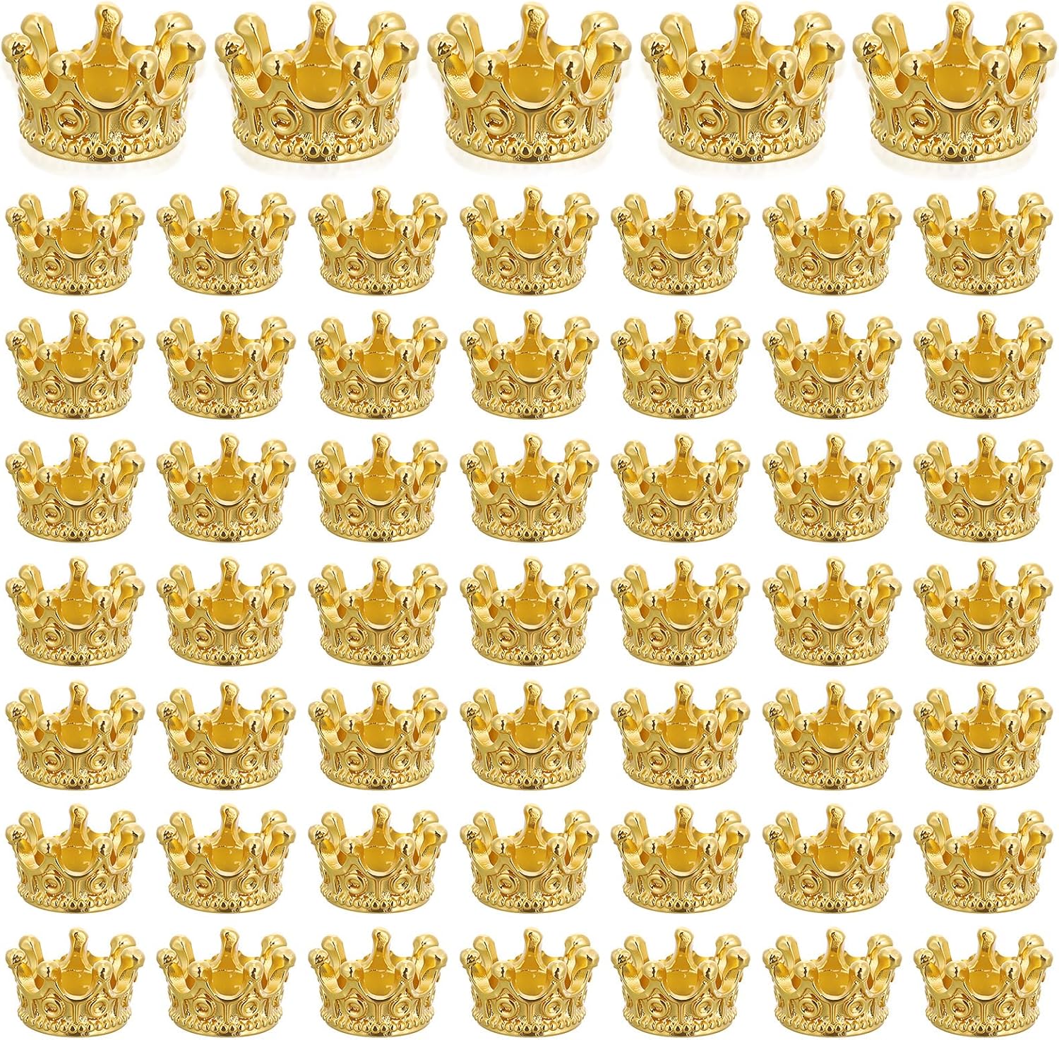 100Pcs Crown Charms, Mini Crowns for Crafts, 3D Gold King Crown Beads Large Hole Spacer Beads for DIY Jewelry Necklace Bracelet Making Supplies