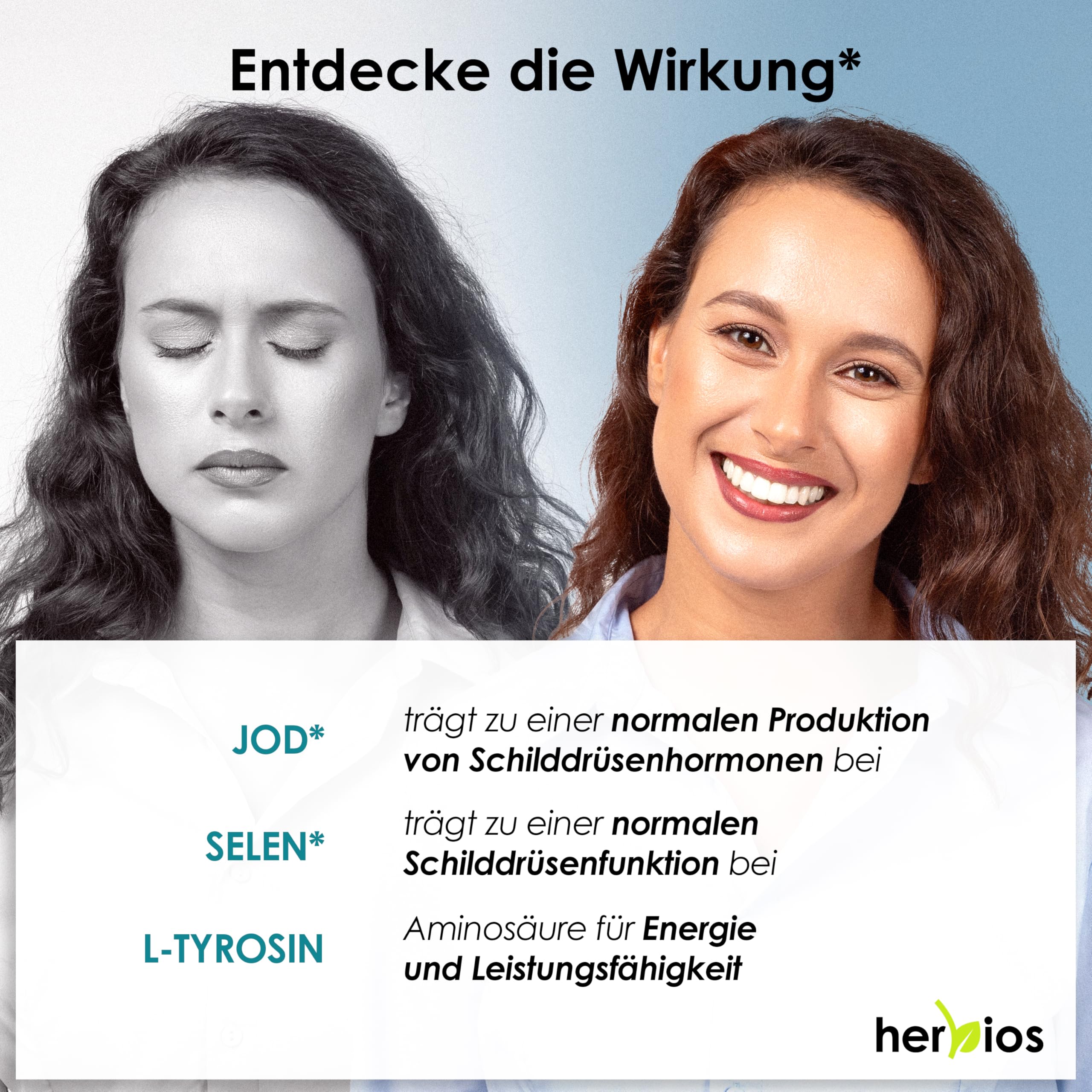 Jod-Selen Komplex –180 Schilddrüsen-Kapseln für 6 Monate – hochdosiert mit L-Tyrosin, Eisen, B-Vitaminen & Folsäure – Natürlich, Vegan & Laborgeprüft
