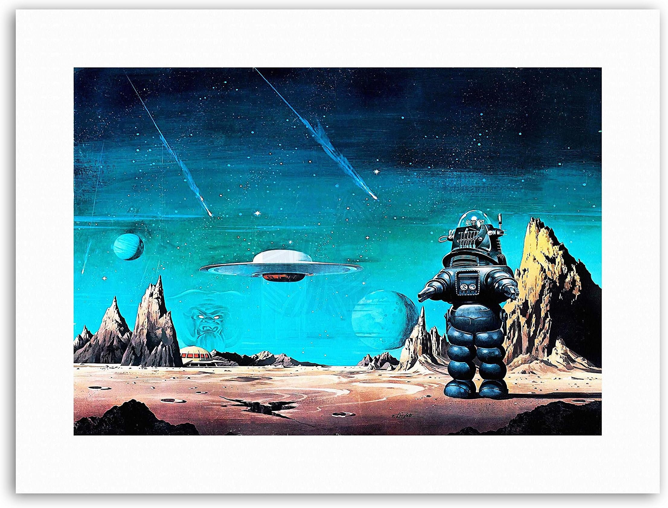 Wee Blue CooRobby Robot Forbidden Planet Space Stars Sci Fi USA Picture Canvas Art Print