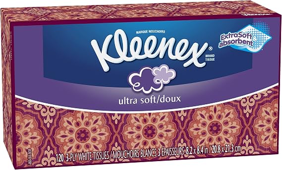 Kleenex Ultra Soft Tissues, White, 120ct, Pack of 8