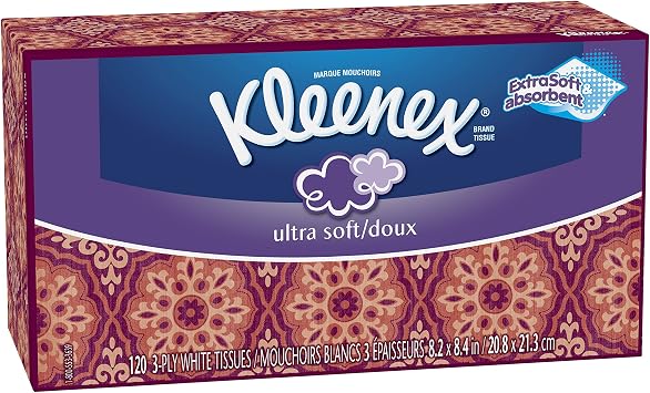 Kleenex Ultra Soft Tissues, White, 120ct, Pack of 8