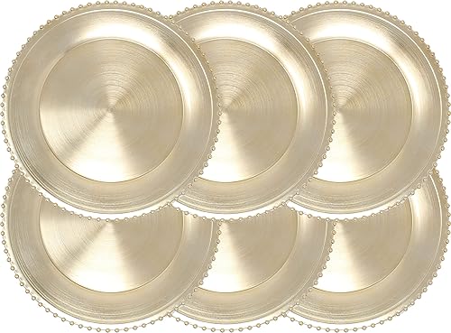 Miniatura 2 de Bajoplatos metálicos con borde de cuentas - Juego de 6 - Hecho de plástico - Oro