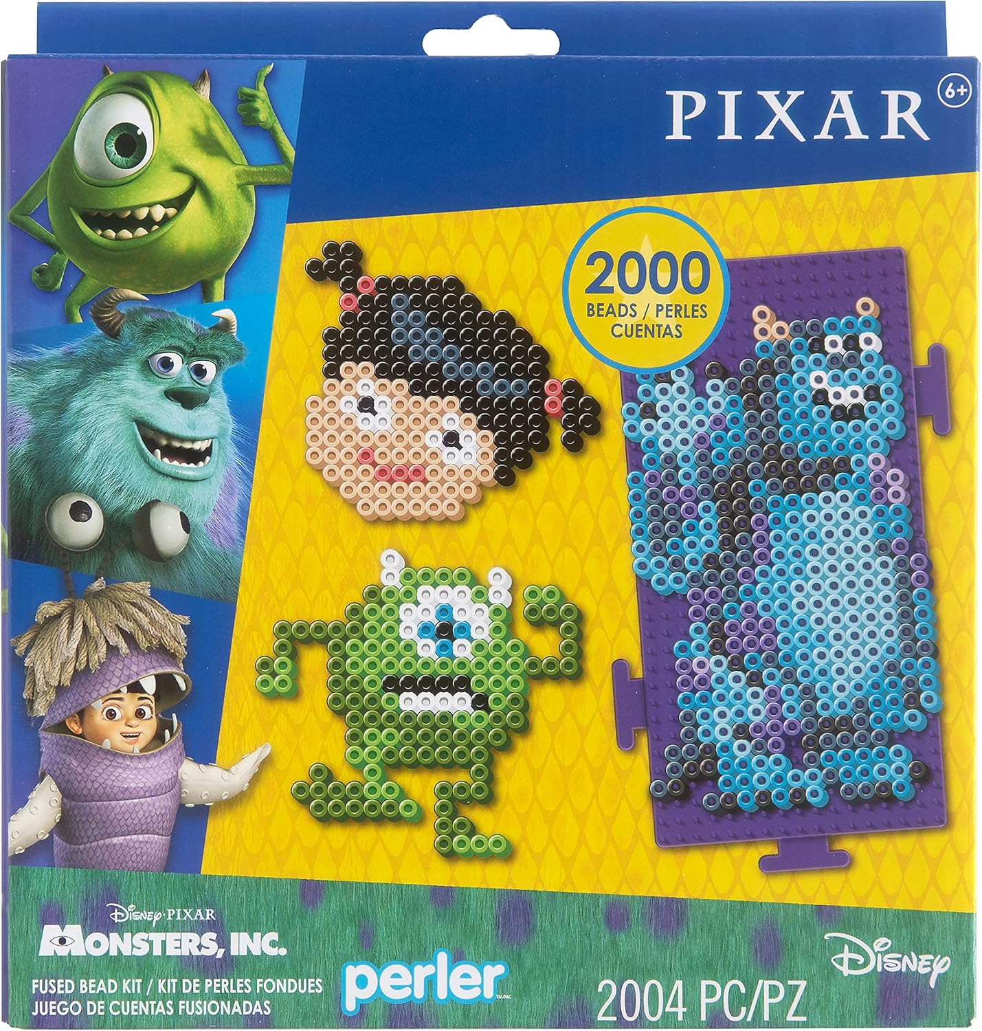 Perler Disney Pixar Monsters Inc Fuse Bead Activity Kit with Patterns, Finished Project Sizes Vary, Multicolor, 2004 Pieces