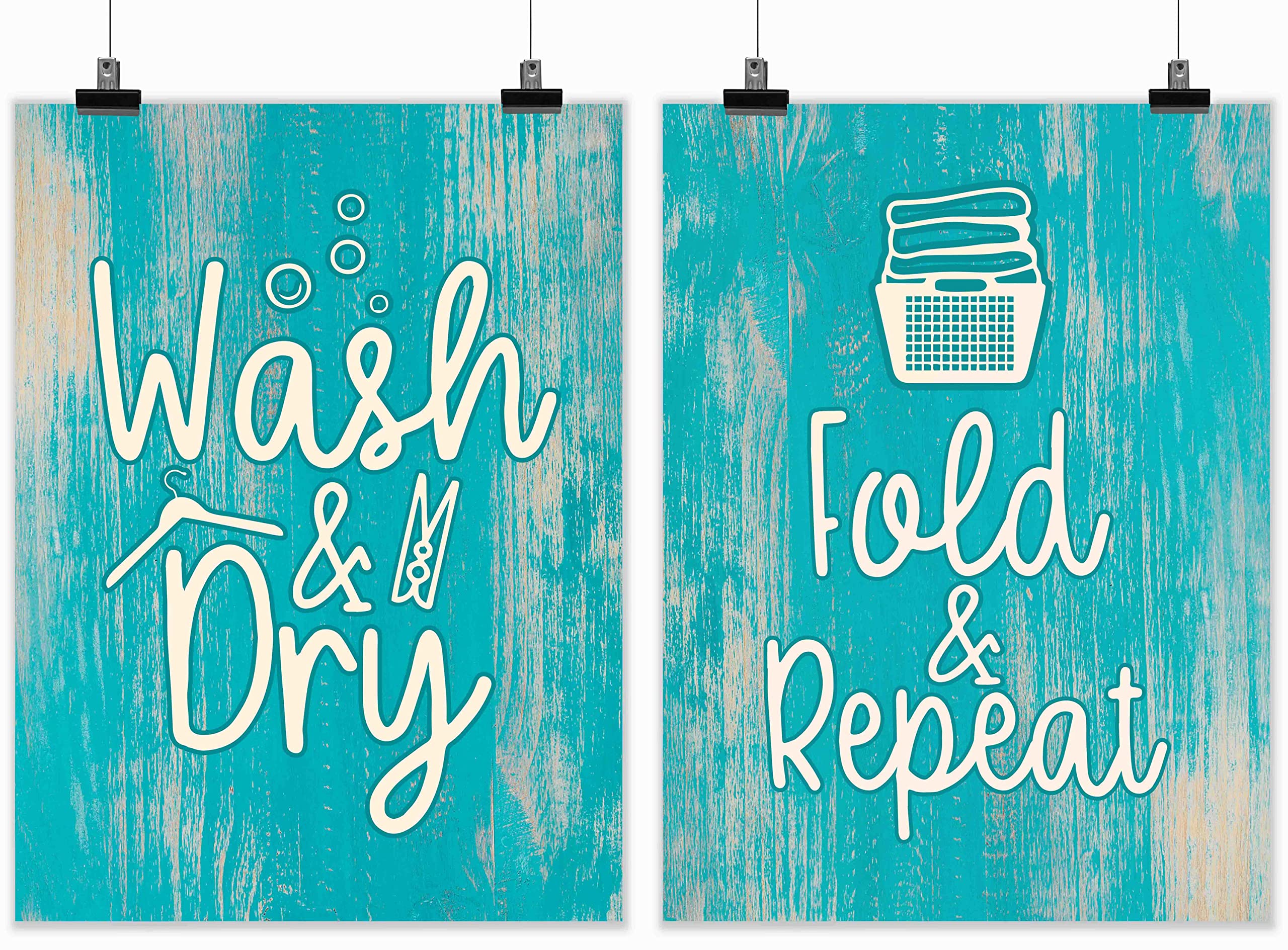 Inkdotpot 2 Piece Laundry Poster for Laundry Room Decor Wash & Dry Fold & Repeat, Laundry Room Posters Wall Art Signs Wall Decor for Home Laundry, 10x12 Inch — image 1