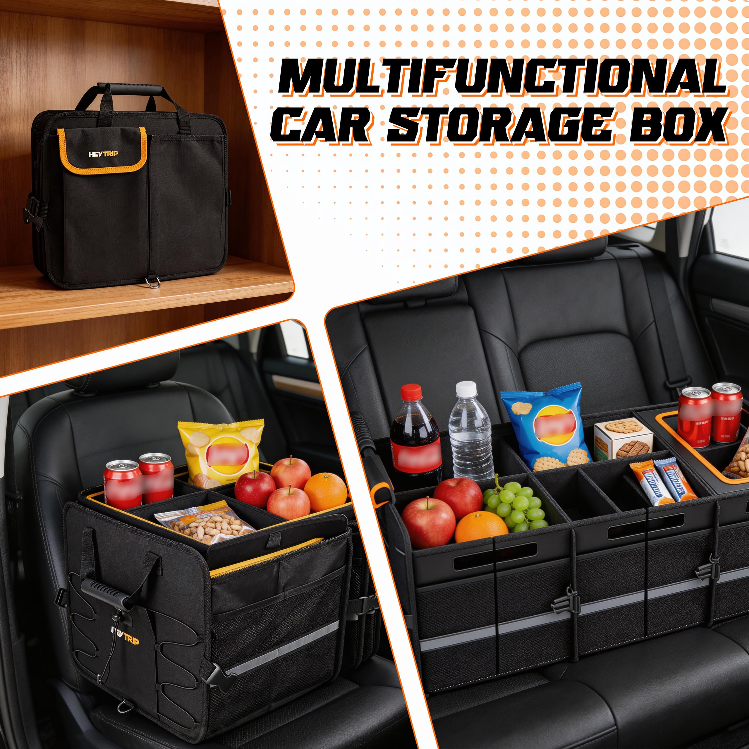 Organizador para maletero de coche con bolsa isotérmica, organizador plegable para maletero con varios compartimentos, bolsa para maletero, impermeable, antideslizante con asas, correa de