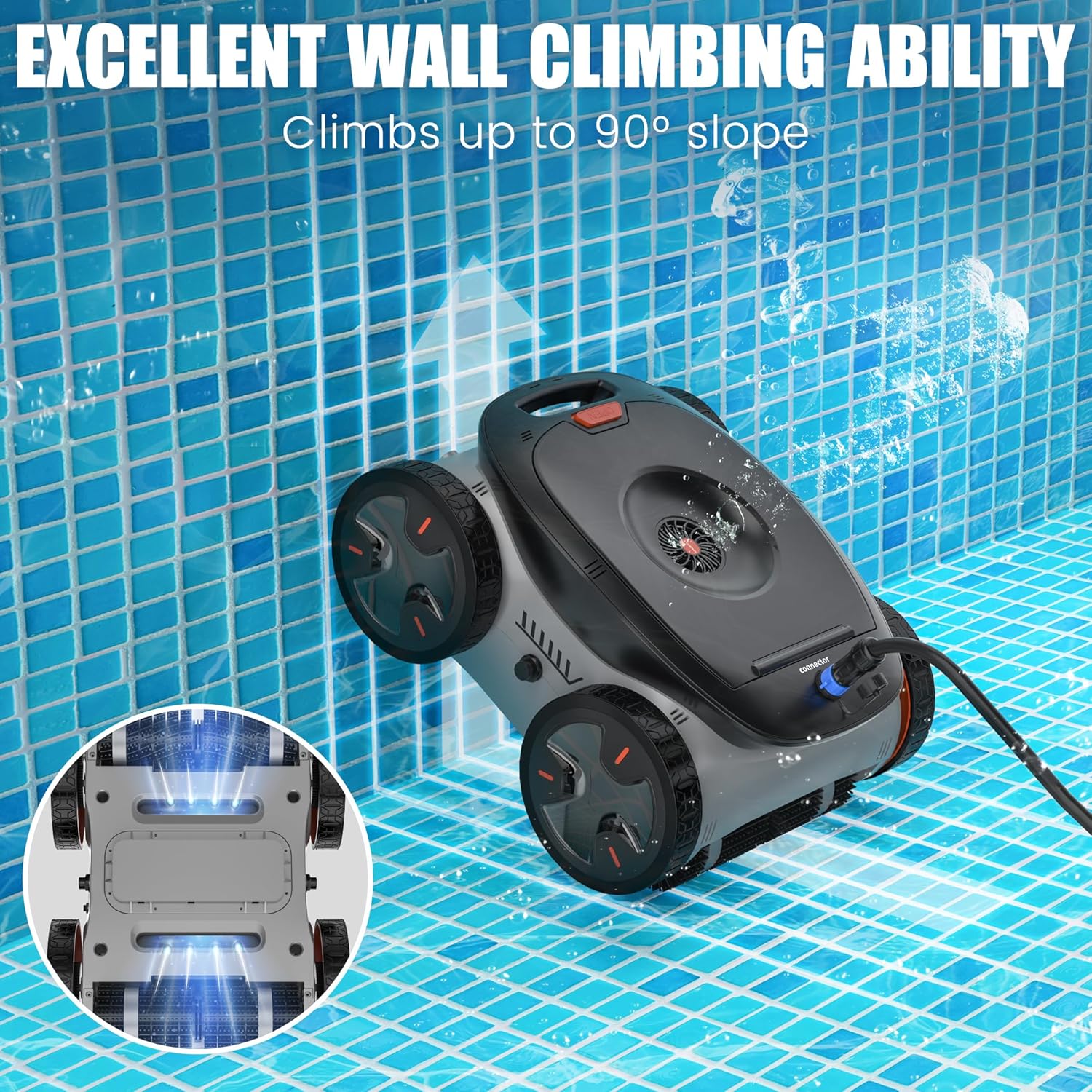 2025 Espier Cordless Robotic Pool Cleaners for Inground Pools, Automatic Pool Vacuum, Clarifies Water, Skims Water Surface, Floor, Walls, and Waterline, Lasts 180 Mins Up to 5,000 sq.ft