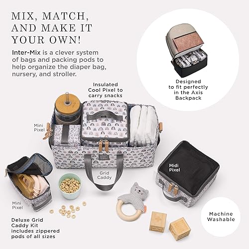 Miniatura 3 de Petunia Pickle Bottom Kit de lujo, organizador de rejilla 3 en 1, cubos de embalaje ligeros, organizador de bolsa de pañales, cochecito, guardería,