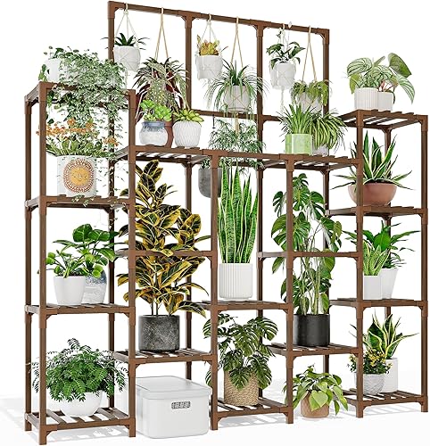 Soporte para plantas para interiores y exteriores, estante para plantas de 63 pulgadas de alto, 14 niveles, para sala de estar, estante resistente