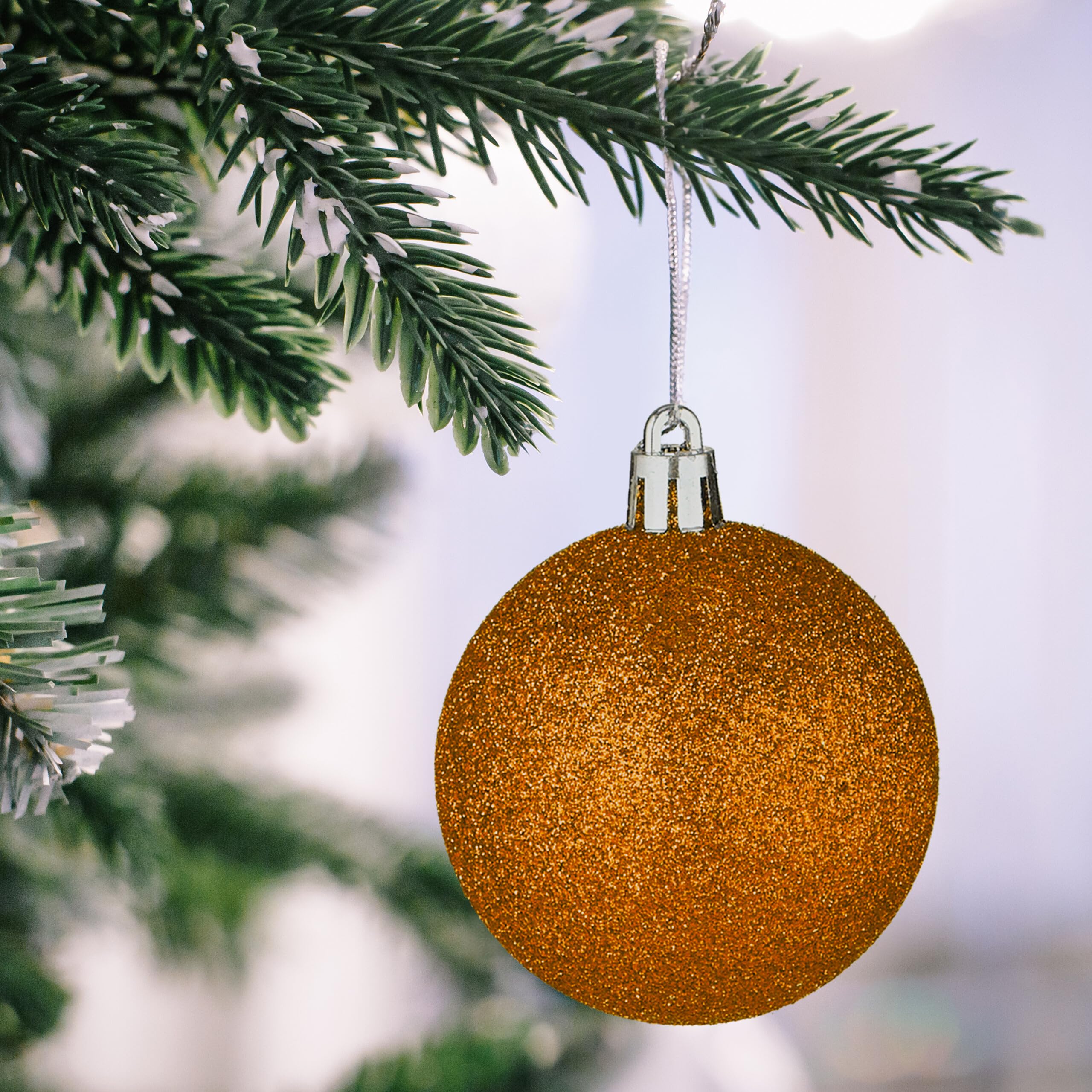 Relaxdays Ozdoby świąteczne, zestaw 101 sztuk, błyszczące, ozdoby choinkowe, bombki i gwiazdy, tworzywo sztuczne, tradycyjne, pomarańczowe, 19 x 20 x 2,5 cm