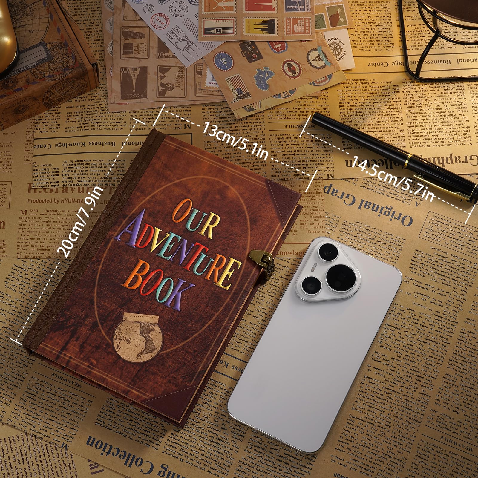 Our Adventure Book Leather Couples Scrapbook Photo Album, 164 Acid-Free Pages - Image 2