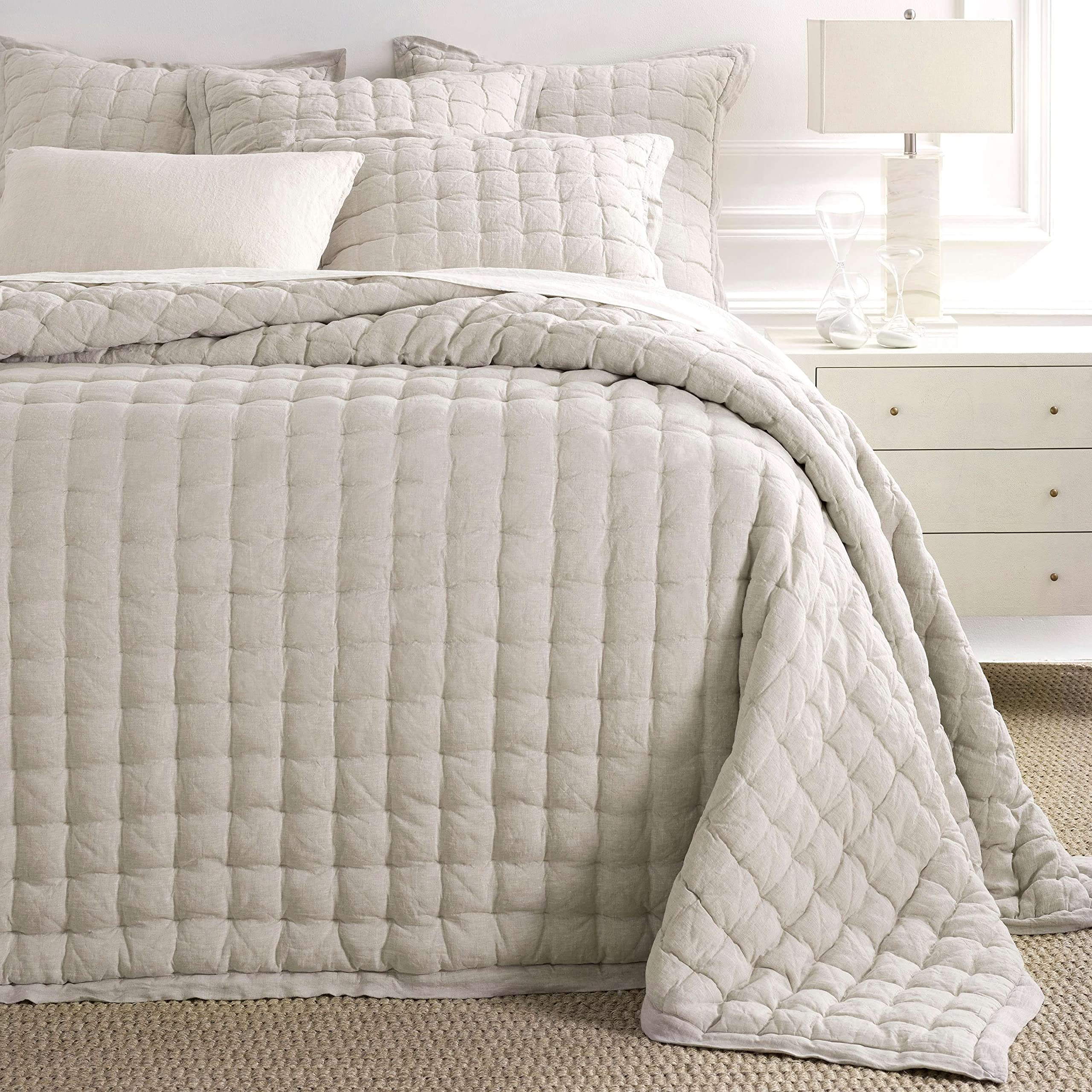 Amazon.com: Pine Cone Hill Lush Linen Natural Puff Quilt, Full