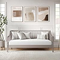 Martha Stewart Neely Twin Platform Daybed with Wood Spindles, Solid Wood Frame, Gray - No Box Spring, 500lb Capacity