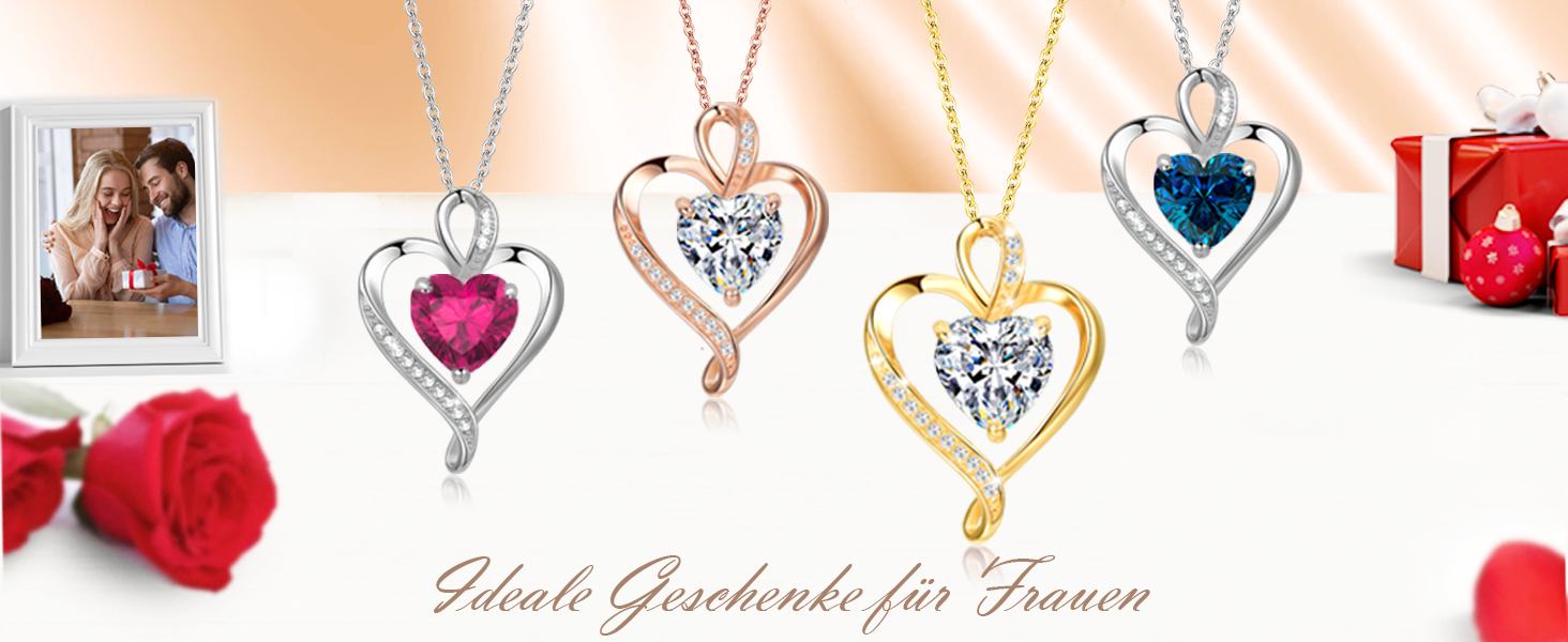 VONALA Herz Rose Halskette – 925 Sterling Silber, Geschenk Für Tochter, Mädchen, 16./18./21. Geburtstag