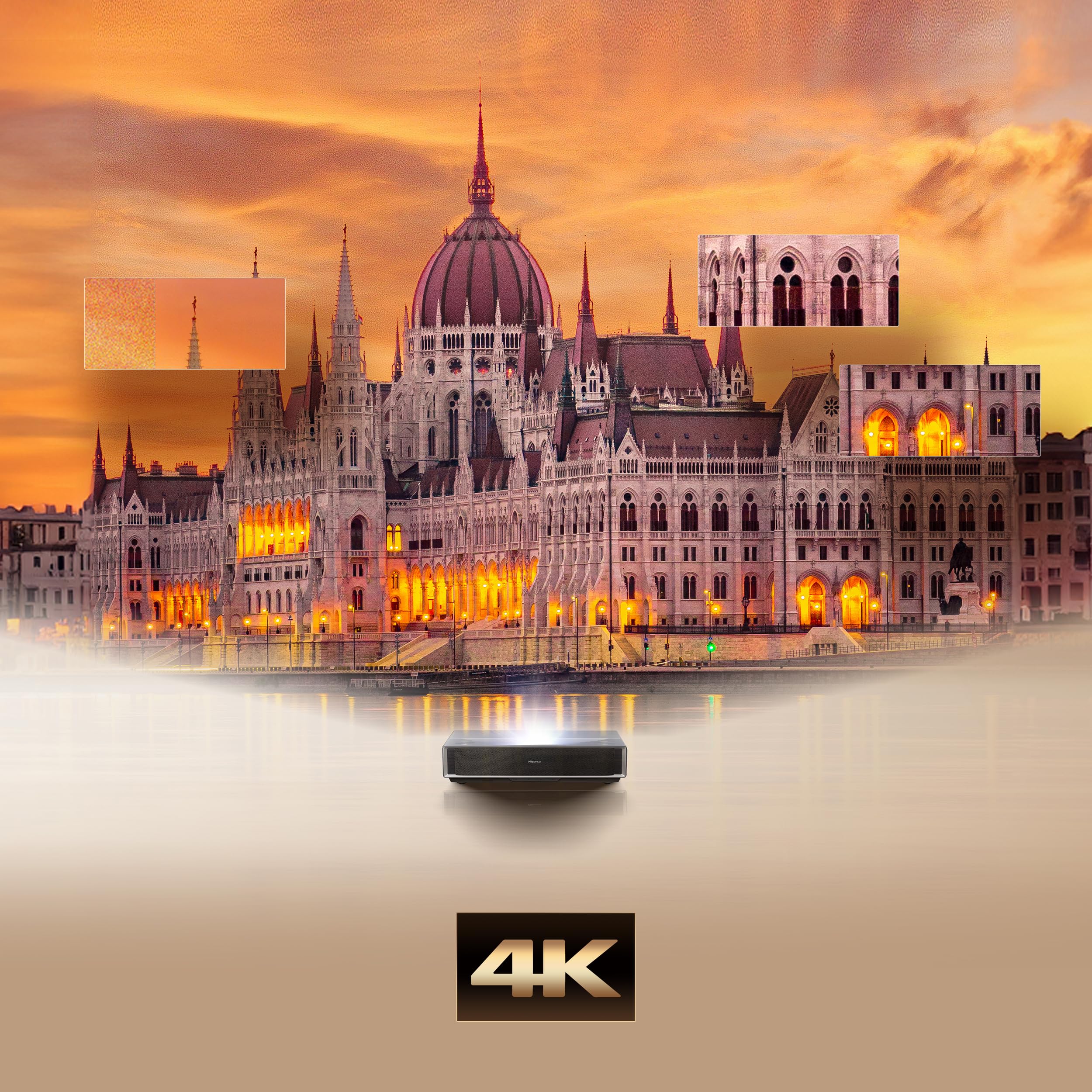 Hisense PT1SE - Vidéo-Projecteur Laser 4K Trichroma, Ultra Courte Focale (80" à 150"), 2300 Lumens ANSI, Dolby Vision & Atmos, Smart TV VIDAA, HDMI 2.1, Noir