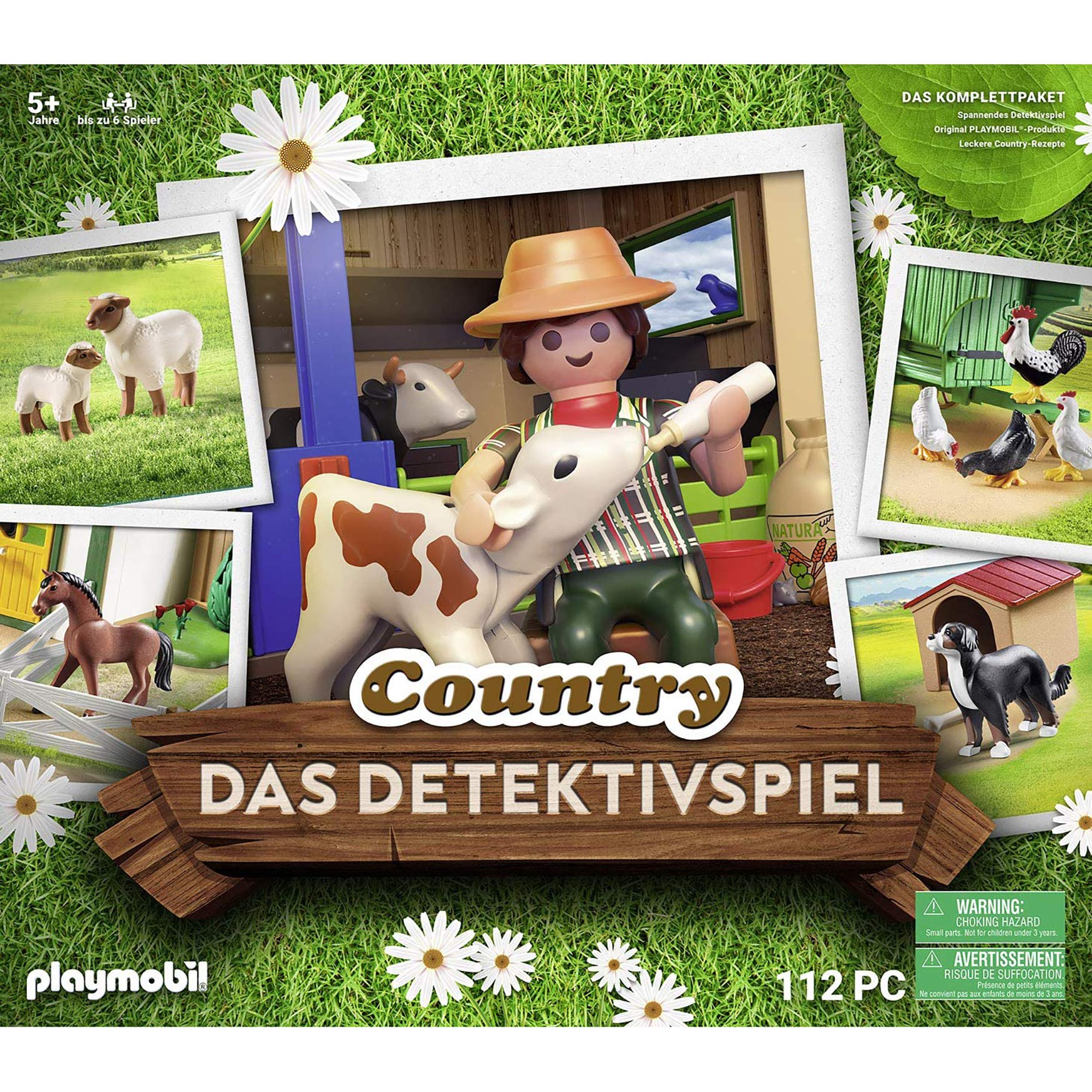 PLAYMOBIL Box 70763 Country „Das Detektivspiel“ mit 7 Country-Spielsets, Labyrinthkarte und Kochbuch, ab 5 Jahren [Exklusiv bei Amazon]