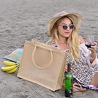 Vista 4 de TBF Bolsas de arpillera de yute reutilizables resistentes a granel para compras, compras, bodas, regalos de bienvenida y más
