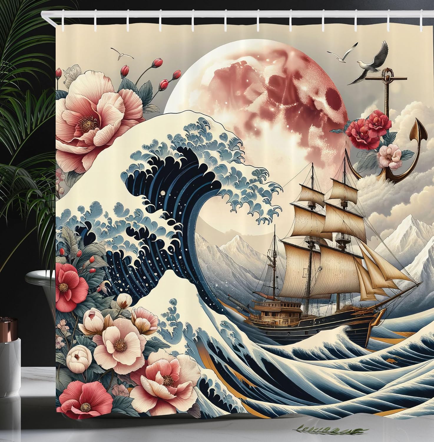 Ambesonne Rustic Shower Curtain, Old Wooden Garage Door American Native Country Farm Style Art Image, Cloth Fabric Bathroom Decor Set with Hooks, 69" W x 84" L, Bronze Charcoal