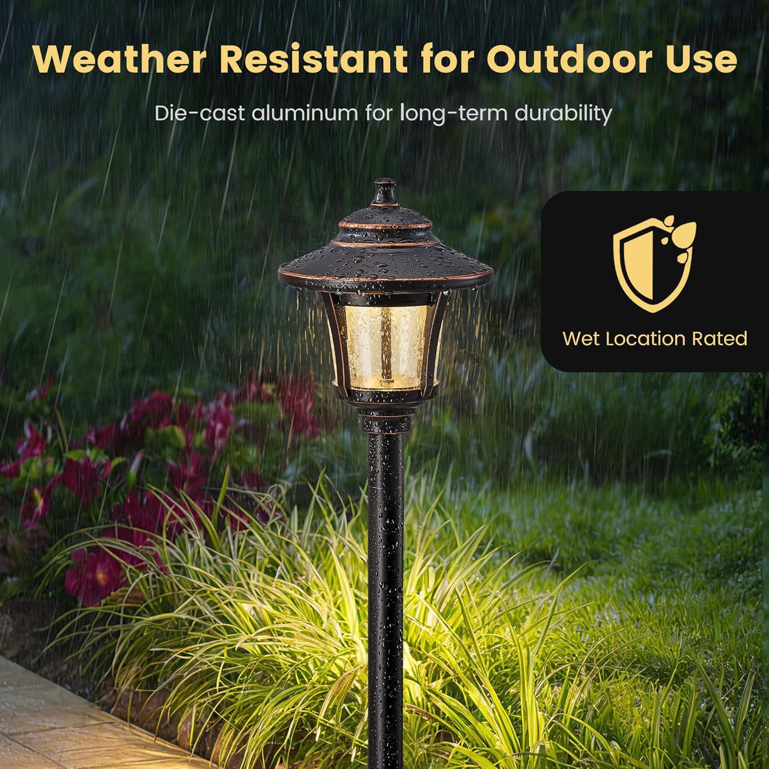 SURAIELEC 12V Low Voltage Landscape Lighting, 3W 120LM LED Outdoor Pathway Lights with Connector, 3000K Warm White, Aluminium ORB Landscape Path Light for Walkway Garden Yard Lawn, 4 Pack, ETL Listed