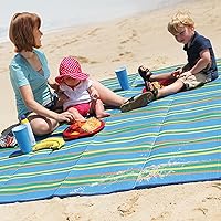 Vista 4 de Camco Práctico tapete con correa, perfecto para picnics, playas, caravanas y excursiones, azul/verde, 60 x 78 pulgadas (42806)