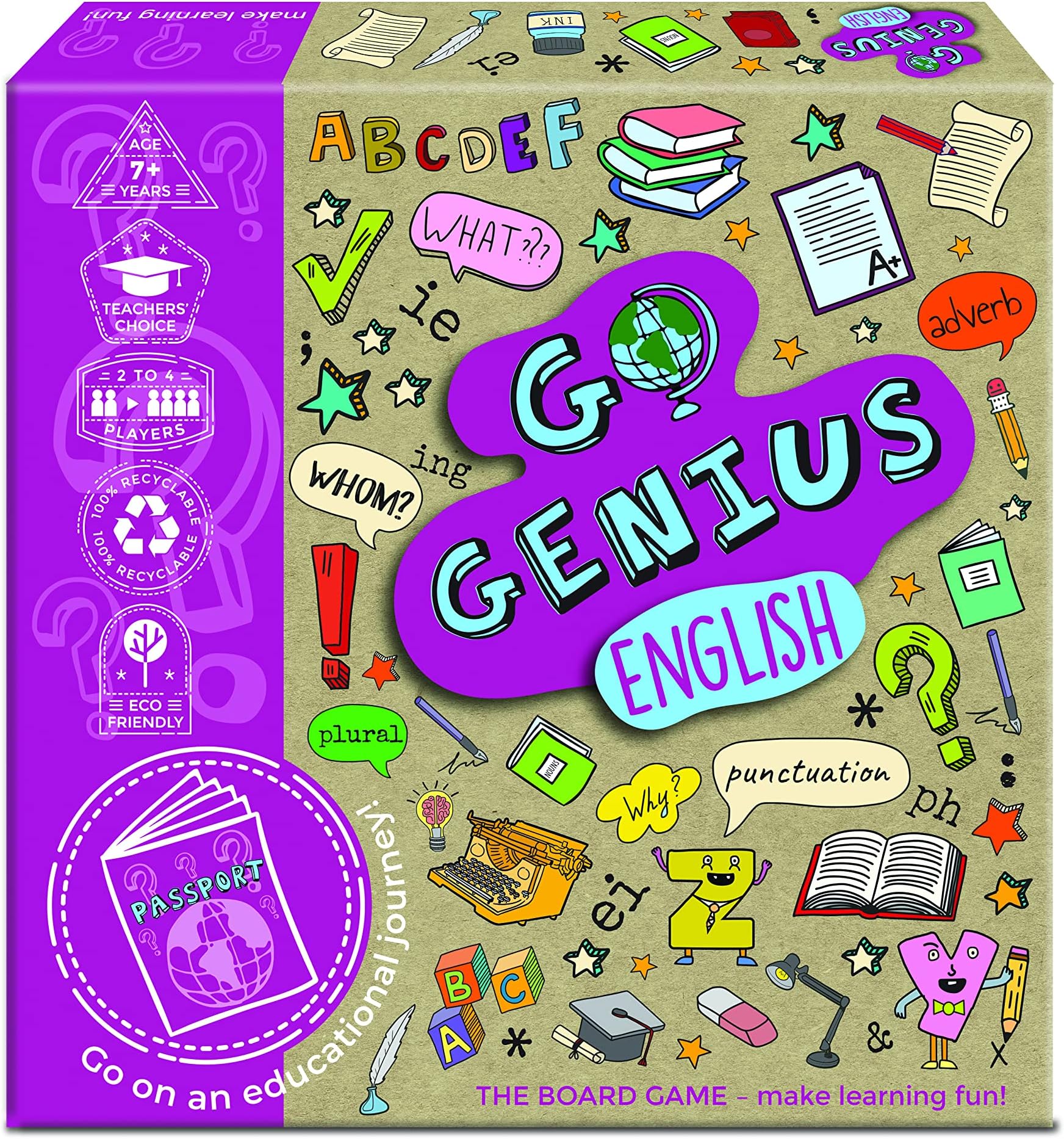 Go Genius English - Educational Board Game Supporting Key Stage 1 & 2 Learning, Suitable for 7+ Years