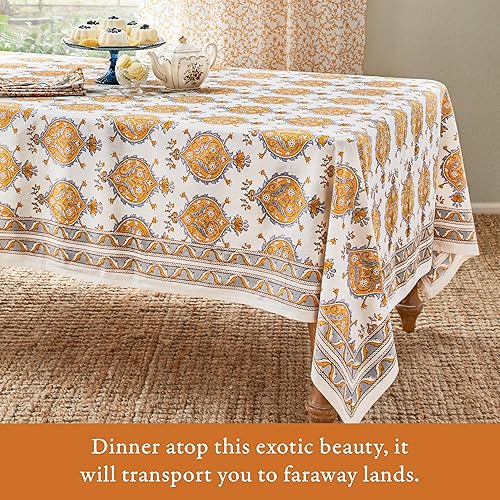 Miniatura 3 de Mantel rectangular estampado a mano  Versalles blanco  Principal lujoso 100% algodón, lavable, para decoración del hogar, cocina, café o mesa de