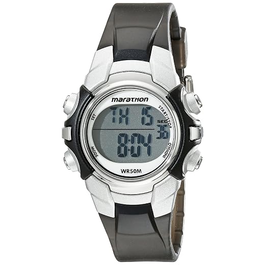 Marathon by Timex Unisex T5K805 Digital Mid-Size Black/Silver-Tone Resin Strap Watch