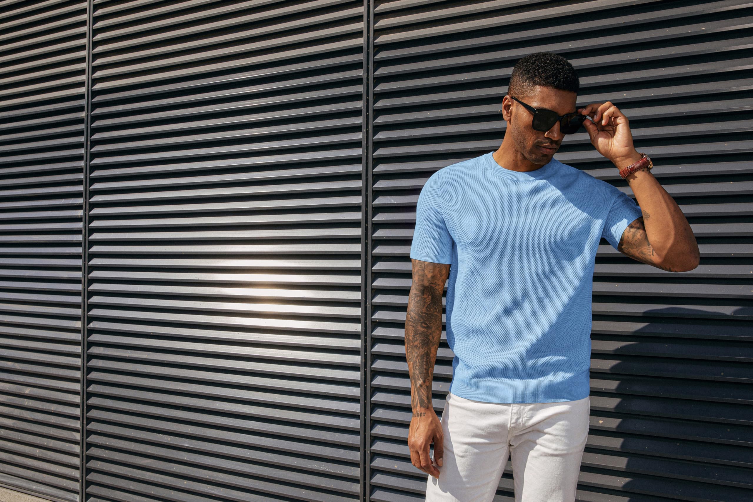 PJ PAUL JONES T-shirt da uomo Casual Maglia Manica Corta Girocollo A Nido D'ape Waffle Solido Maglia Pullover Tees