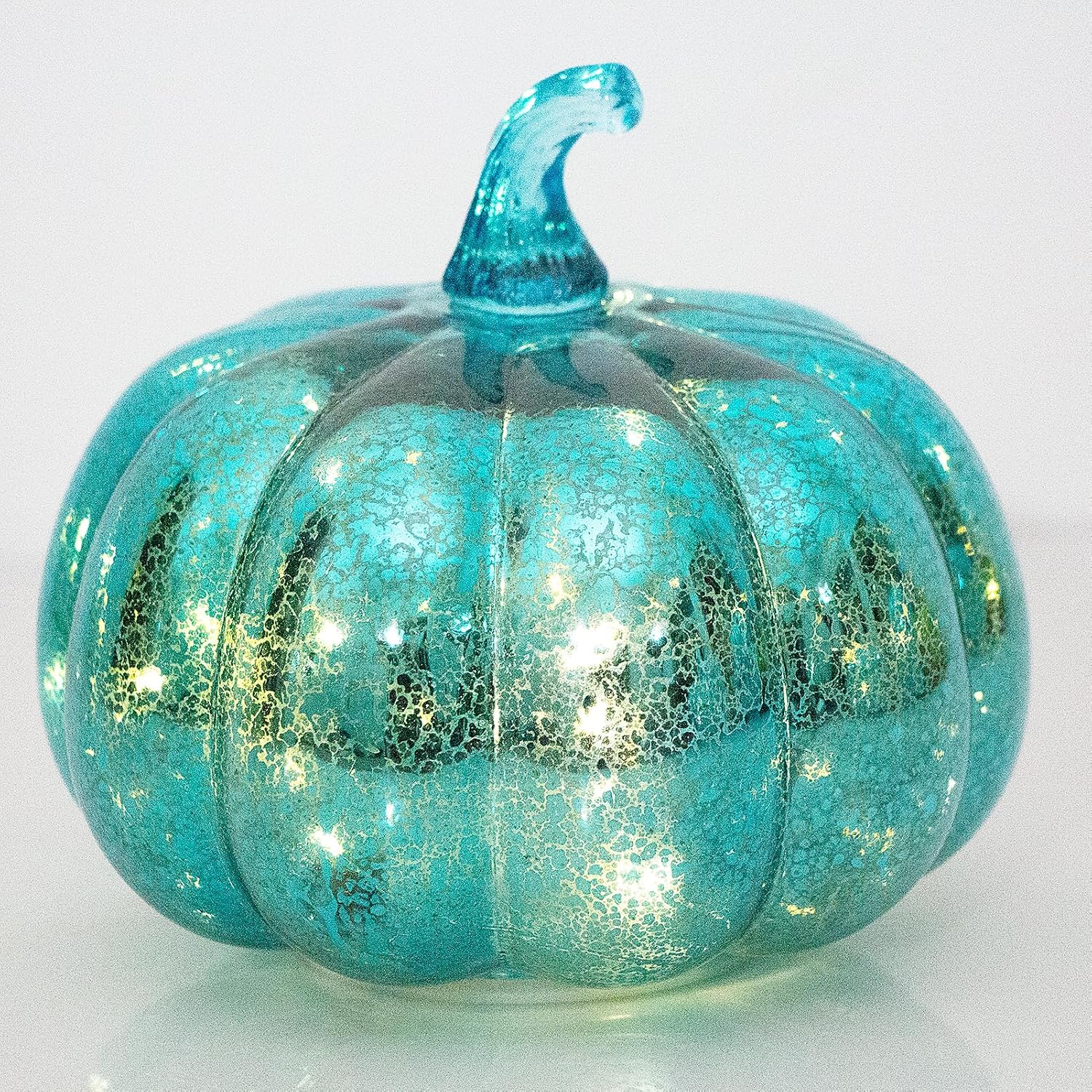 Mercury Glass Pumpkin Lights with Timer Fall Halloween Thanksgiving Decor | Battery Led Pumpkin Lamp lighted Glass Pumpkin Blue Starry Night Pumpkins Autumn for Home office Table Porch Decor or Gifts