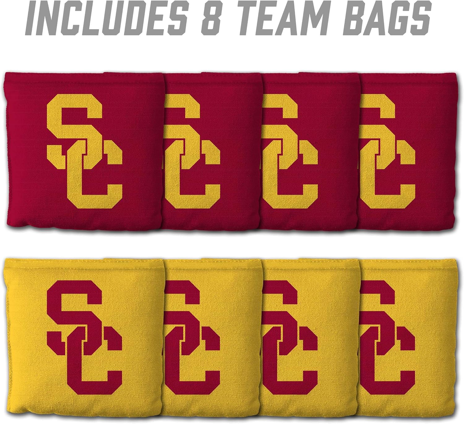 YouTheFan Officially-Licensed NCAA Set of 8 Cornhole Bags - All Weather Dual Sided Slide & Stop - Regulation Size with Carry case